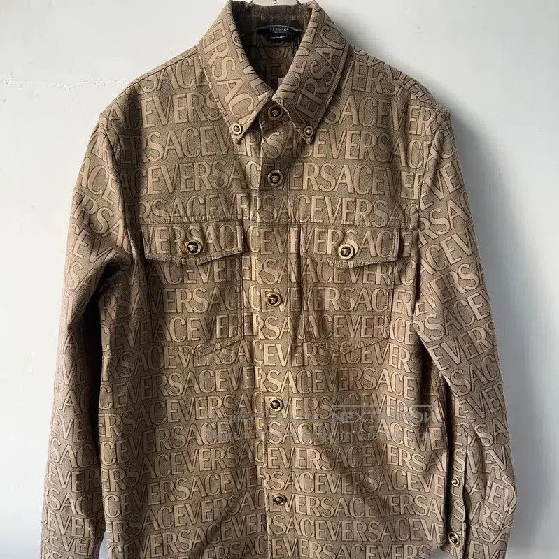 Versace Versace Men's Beige Cotton Jacket with Logo . Size US L / EU 52-54 / 3 - 1 Thumbnail
