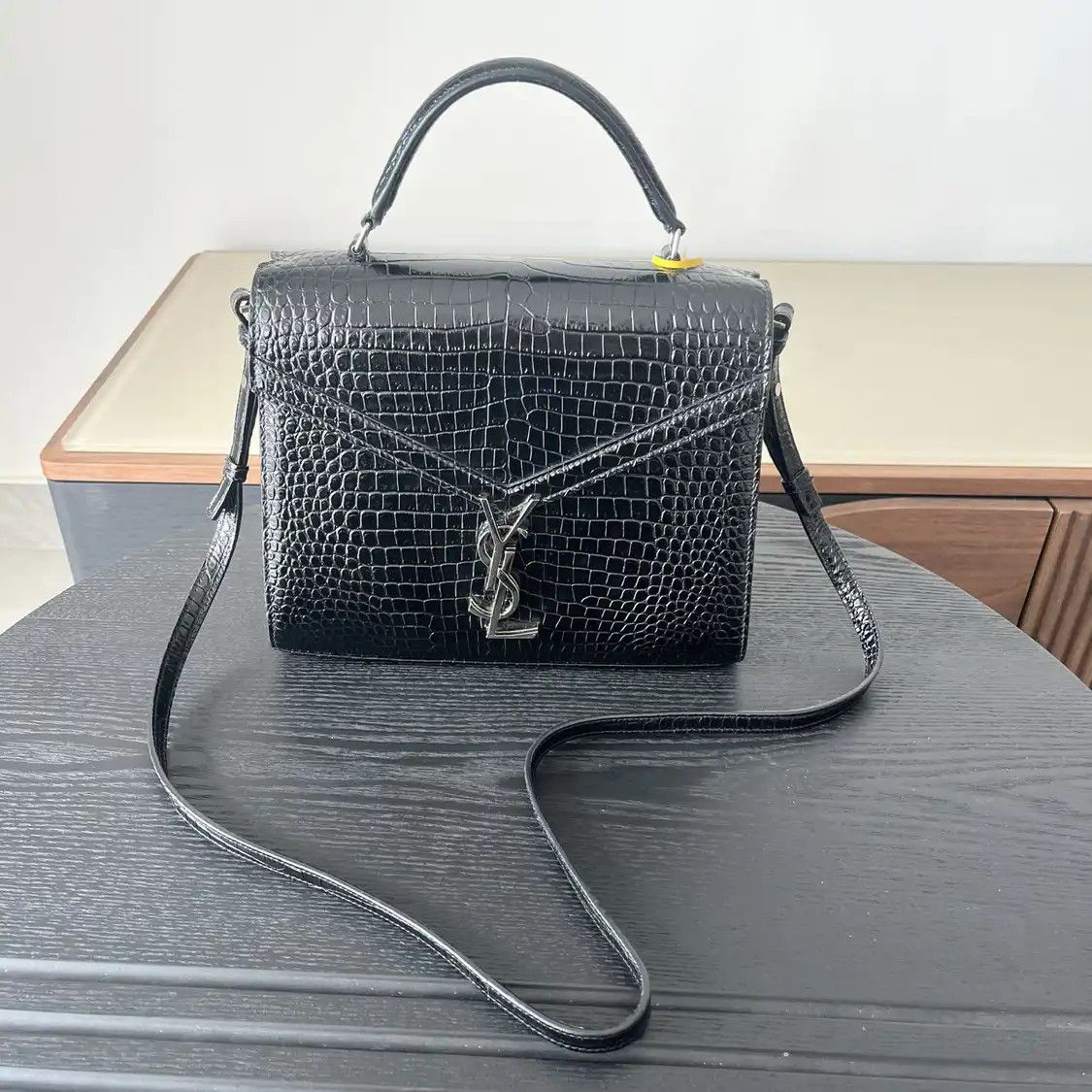 Saint Laurent Paris Saint Laurent Paris YSL CASSANDRA Medium black cowhide leather embossed handbag Size ONE SIZE - 1 Thumbnail