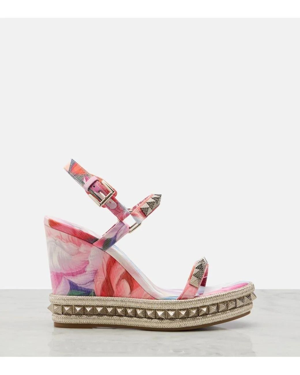 Christian Louboutin os11x0526 Clou Studded Floral Wedge Espadrilles Sandals Size US 11 / IT 41 - 1 Thumbnail