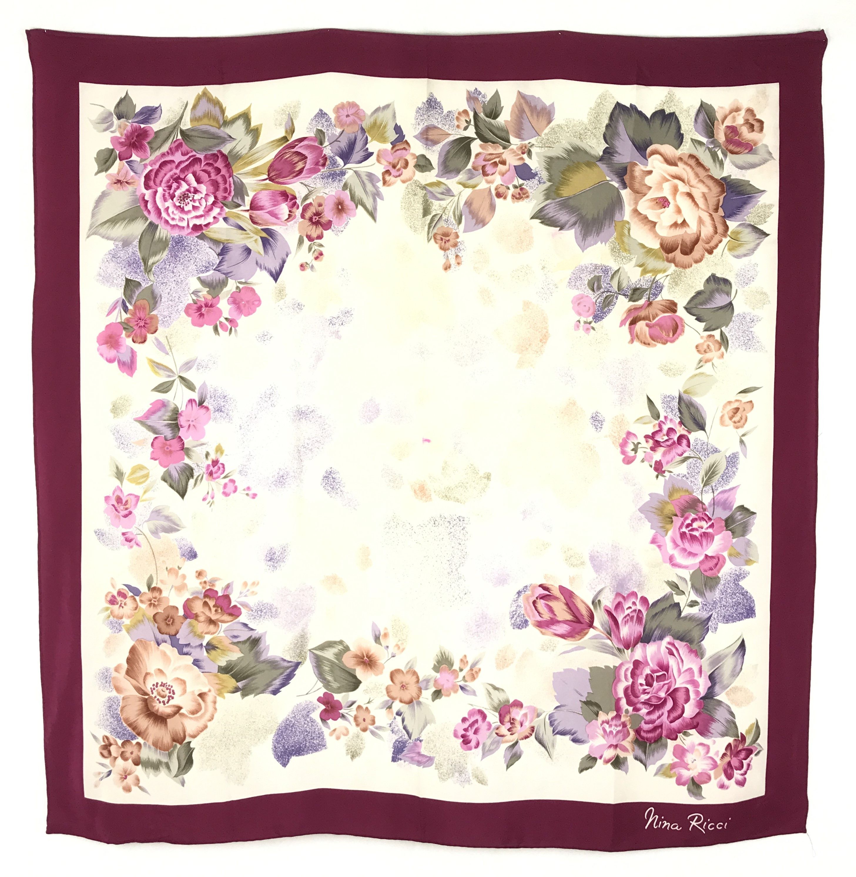 Vintage Nina Ricci Floral Silk Scarf