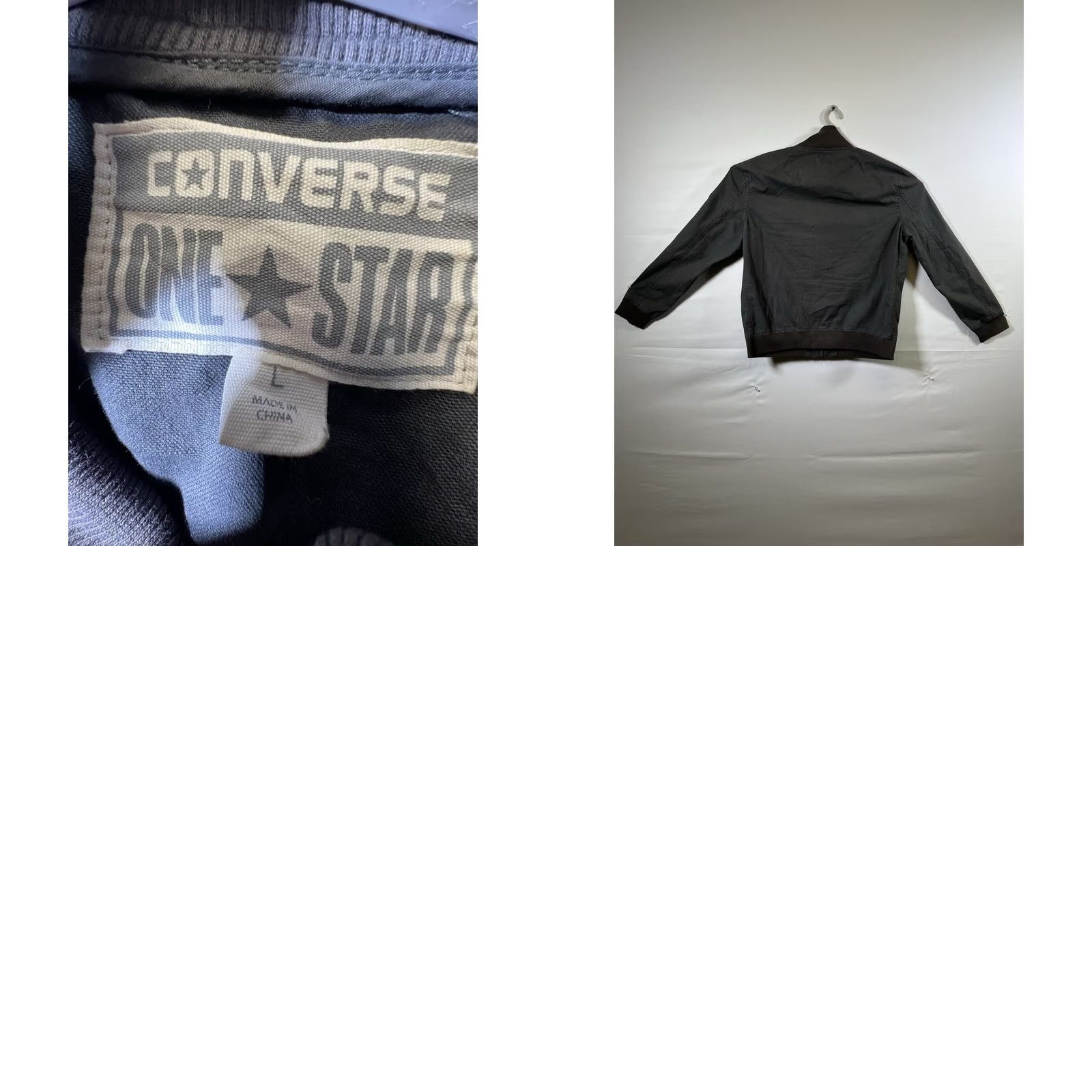 Converse Converse ONE STAR Canvas Bomber Jacket Regular L Gray/Black Zipper Men’s Lightweight Mid-Length Stars Shirt/Coat Size US L / EU 52-54 / 3 - 8 Thumbnail