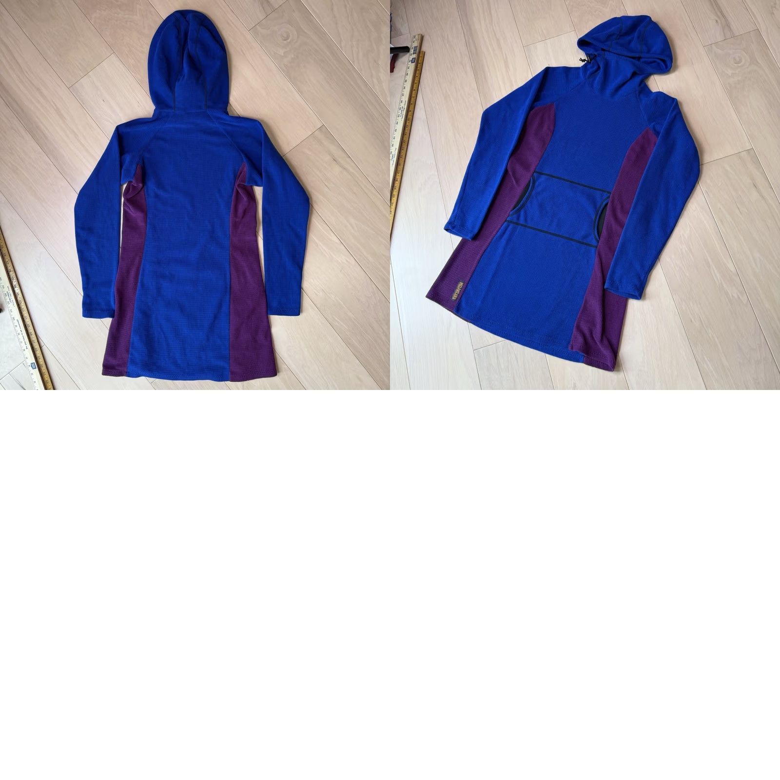 Melanzana Melanzana Micro Grid Hoodie Dress Women's Medium Blue Purple Long Pullover Size M / US 6-8 / IT 42-44 - 8 Thumbnail