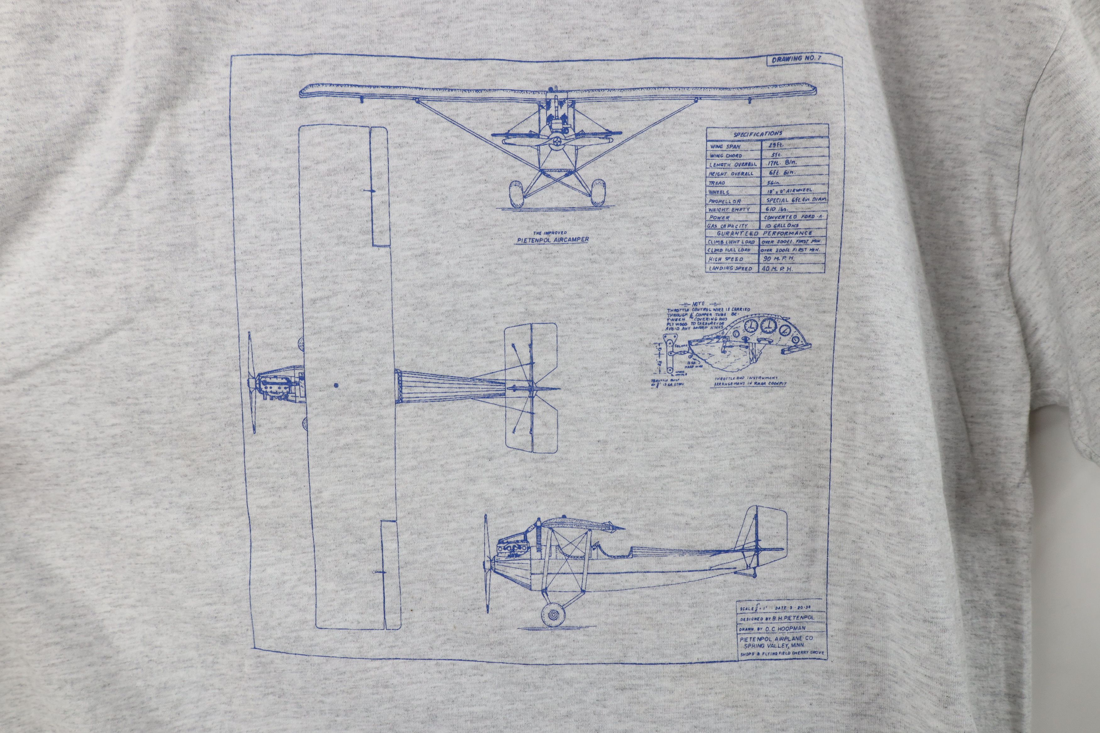 Vintage Vintage Y2K 2000 Pietenpol Air Camper Airplane T-Shirt Gray Size US XL / EU 56 / 4 - 4 Thumbnail