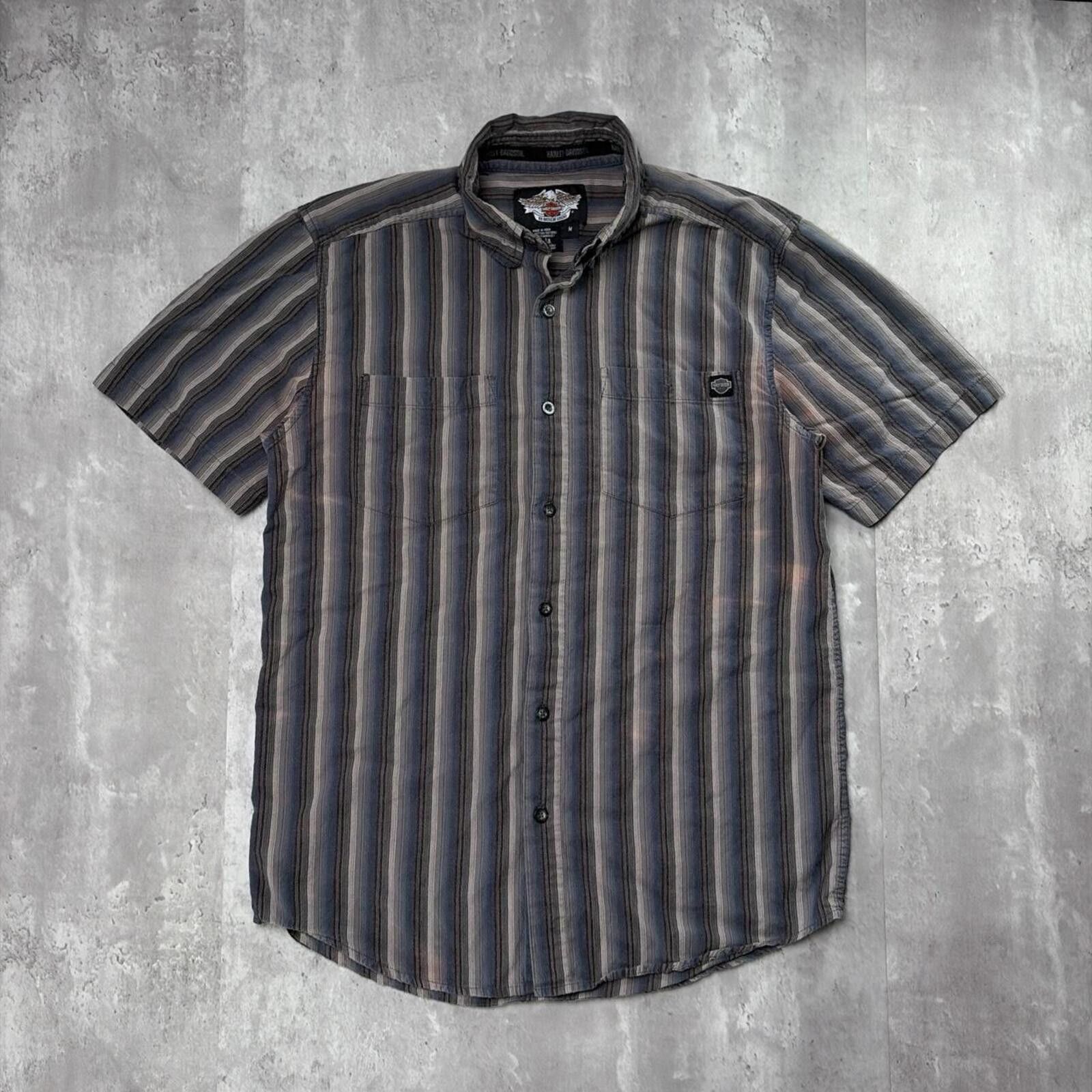 Harley Davidson Y2K Grey Harley Davidson Grunge Gothic Biker Button Up Shirt Size US M / EU 48-50 / 2 - 1 Thumbnail
