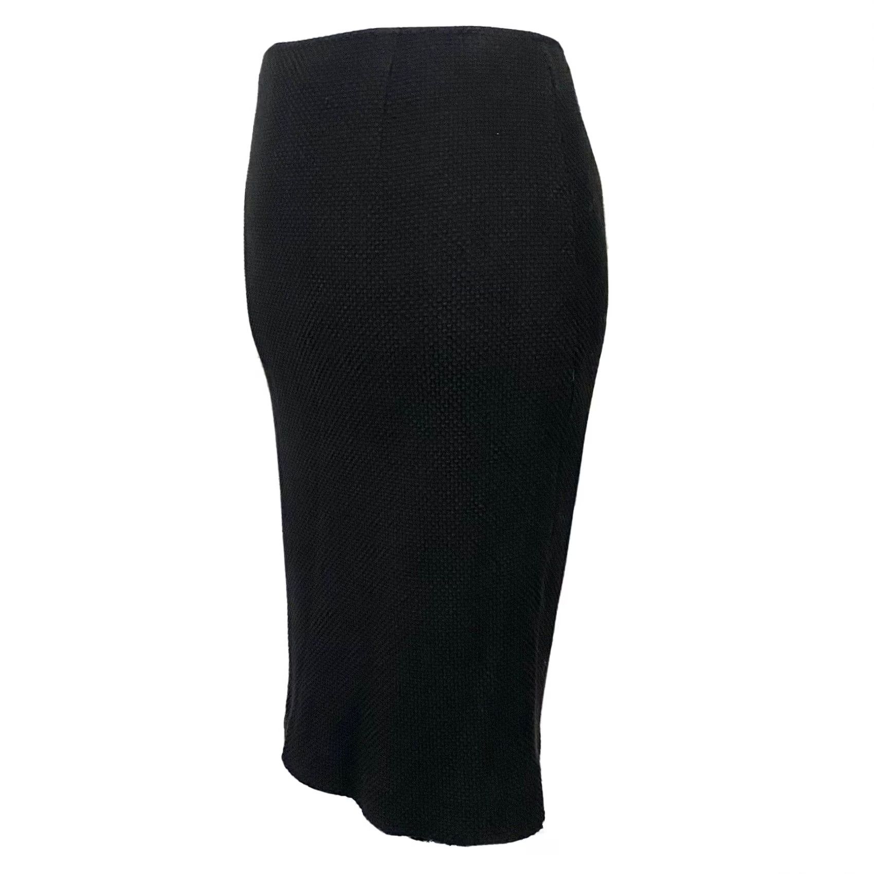 Vintage Teri Jon Black Pencil Skirt Textured Cotton Spandex Sz 6 Women's Knee Length Zip Front Modern Straight & Pencil Size 28" / US 6 / IT 42 - 4 Thumbnail