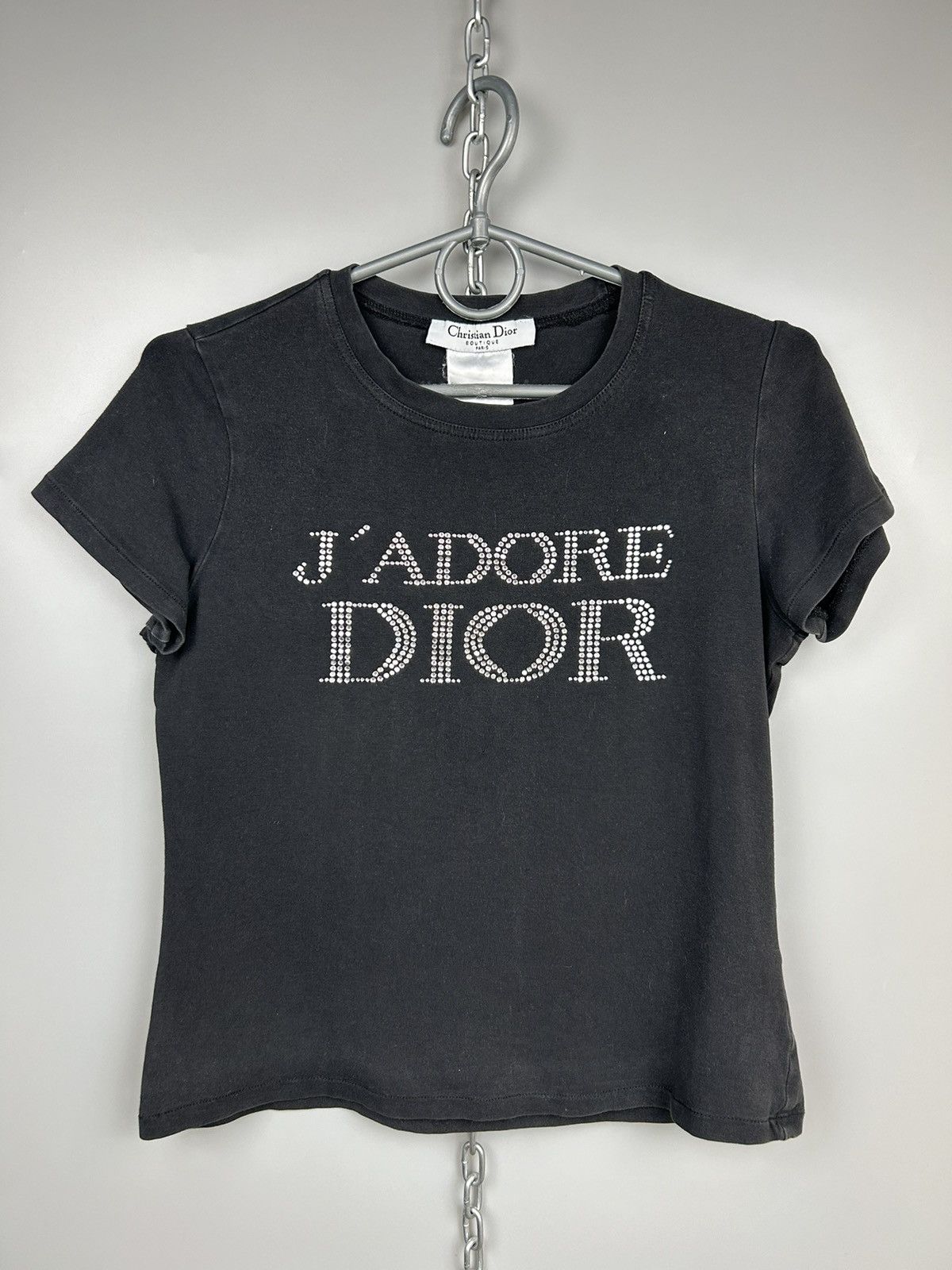 image of Christian Dior Monsieur x Dior J'adore Dior By Christian Dior Swarovski Logo T Shirt in Black, Wome