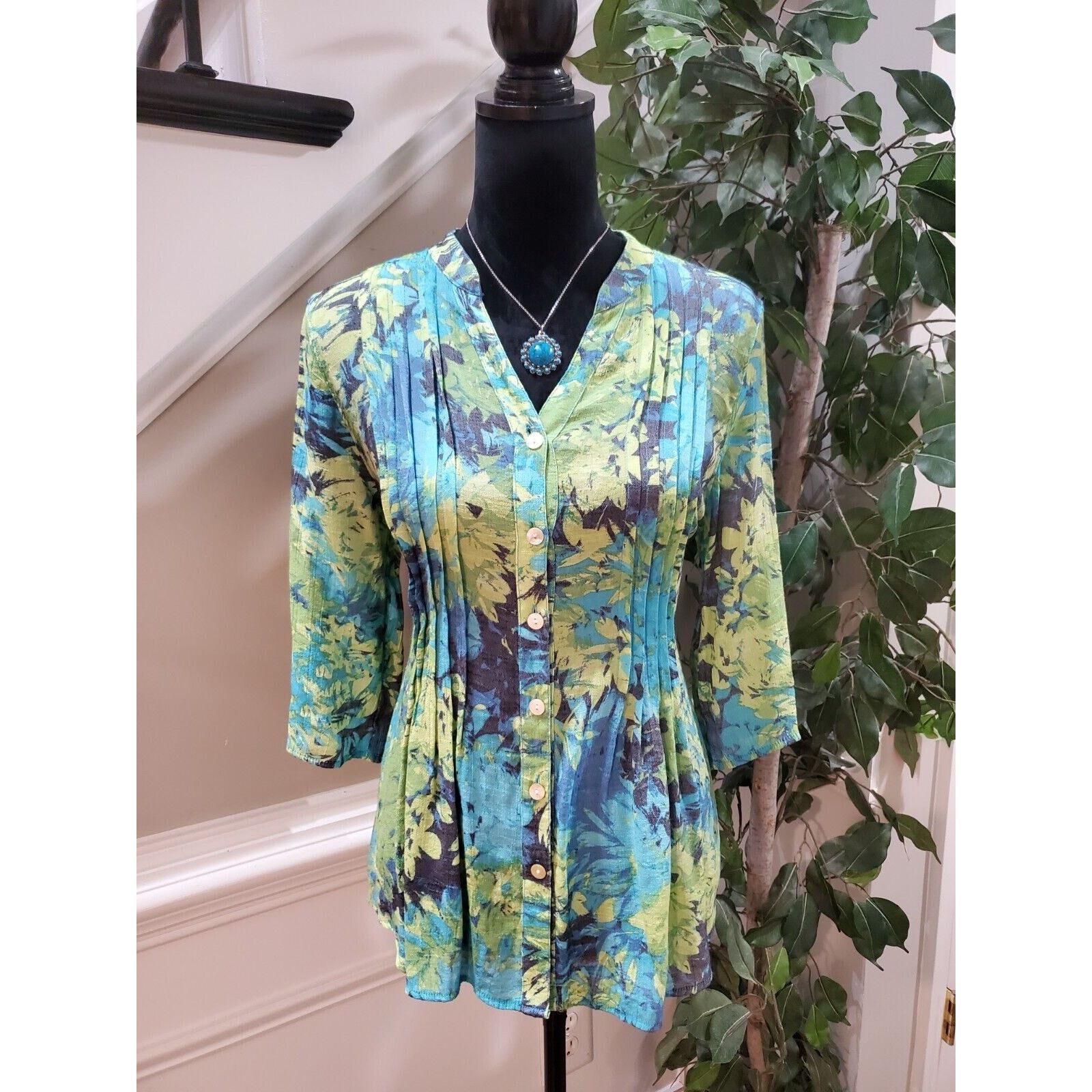 Other Ruby Rd. Floral Viscose Long Sleeve Button Down Shirt Small Size S / US 4 / IT 40 - 12 Thumbnail