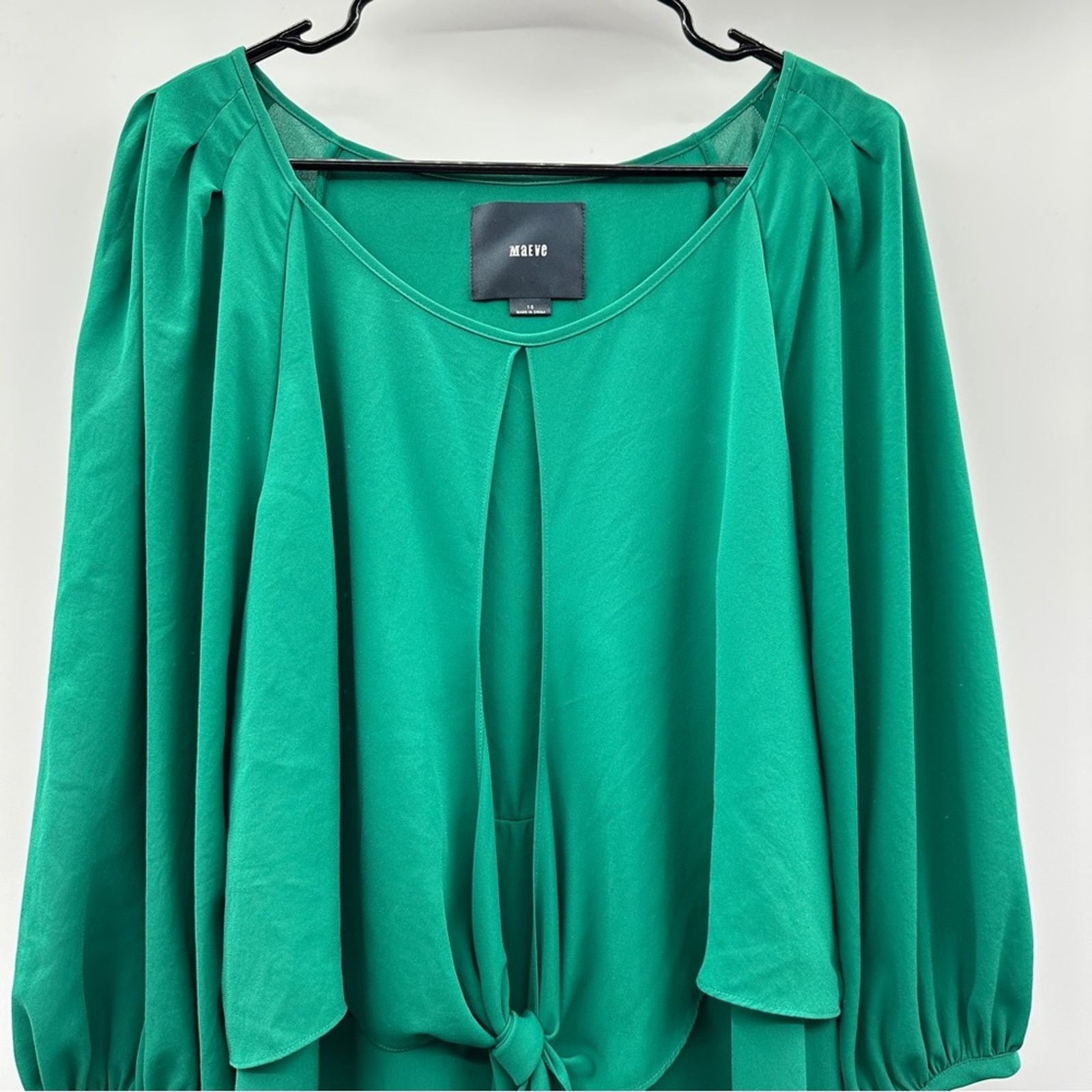 Anthropologie Anthropologie Maeve Valparaiso Green Tie Front Midi Dress Size L / US 10 / IT 46 - 2 Thumbnail
