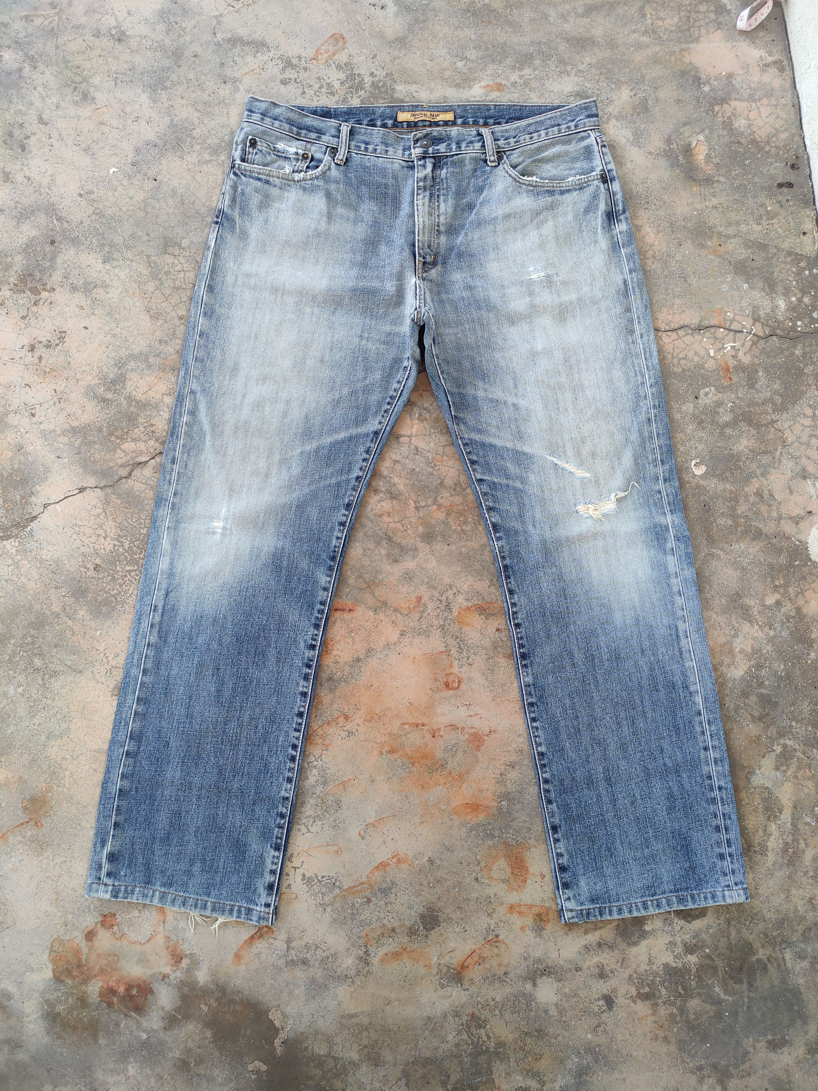 Japanese Brand × StraightFaded × Vintage W38 VINTAGE JAPANESE FADED RIPPED JEANS PANTS Size US 38 / EU 54 - 2 Thumbnail