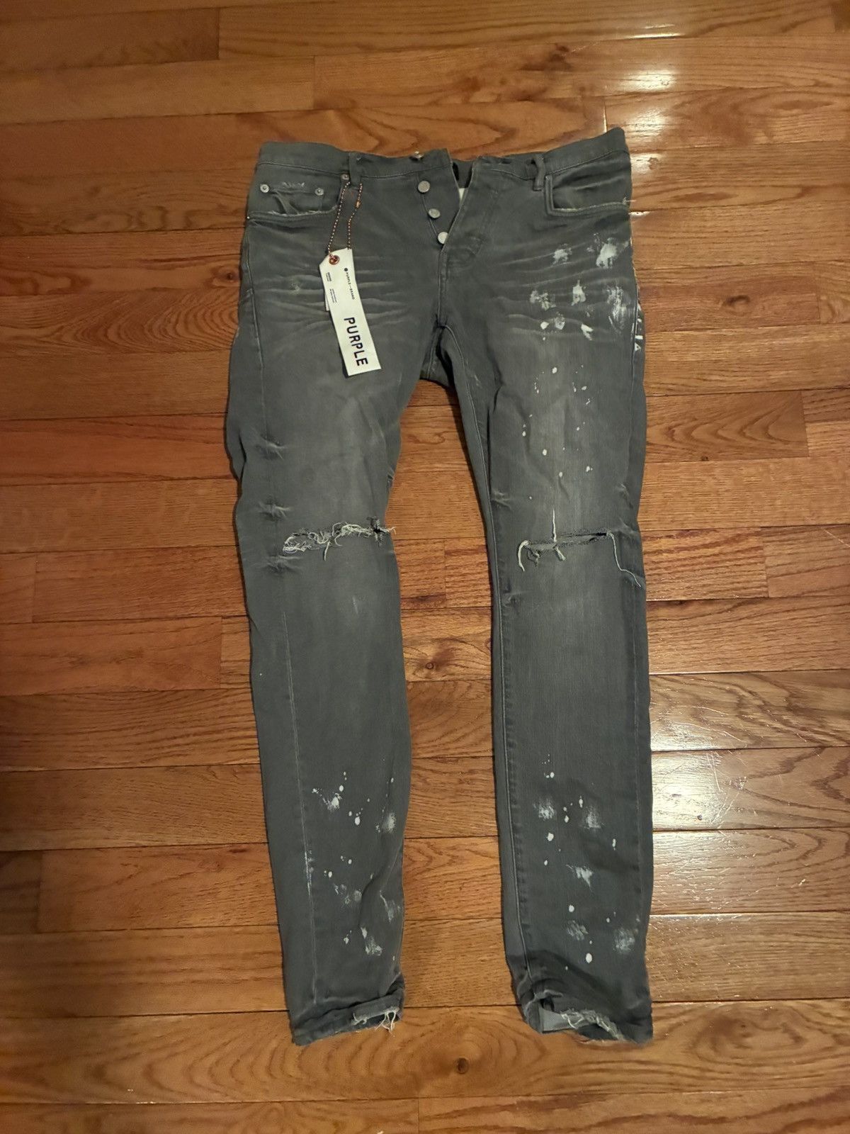 Purple Brand P001 Denim Gray – Worn Knee Slit