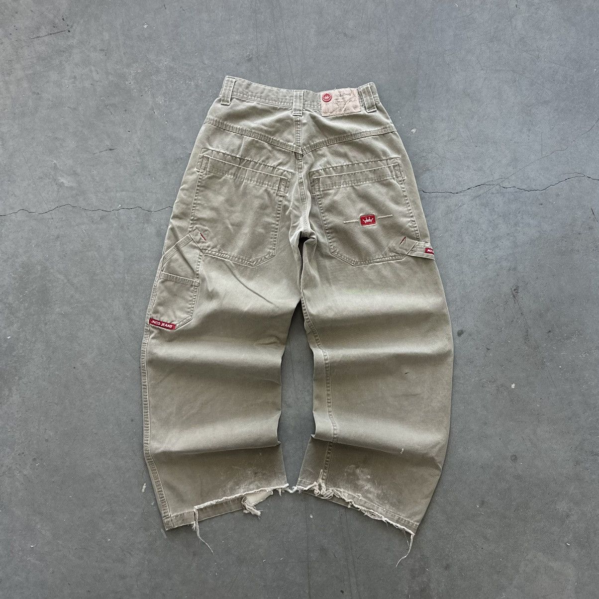 image of Avant Garde x Jnco Crazy Vintage Y2K Jnco Carpenter Pants Baggy Wide Leg Cyber in Tan (Size 26)
