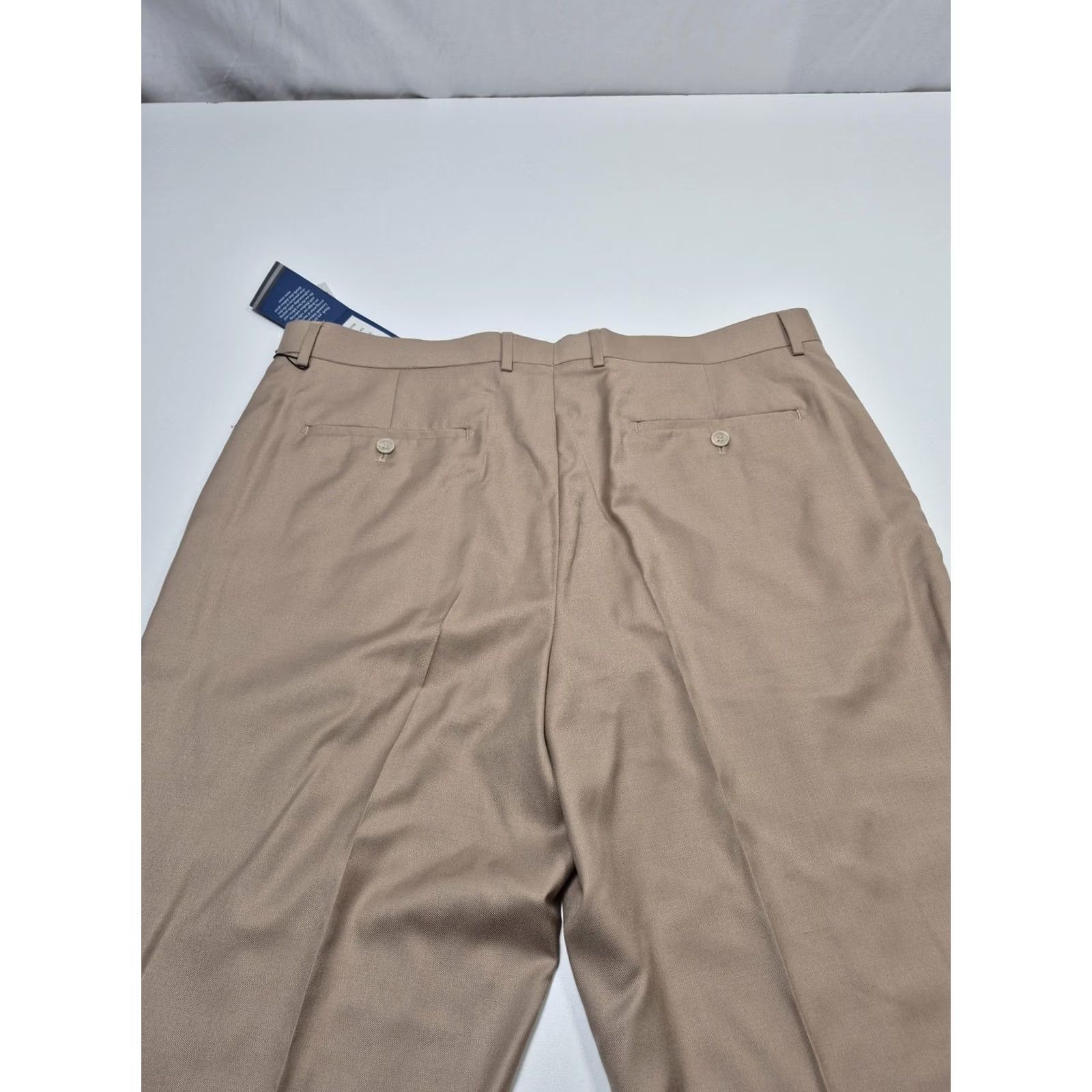 Valentino Leonardo Valenti Dress Pants Mens 40x36 Beige Wool Flat Front NWT Unhemmed Slim Straight Pockets Blocky Vintage: No Size US 40 / EU 56 - 7 Thumbnail