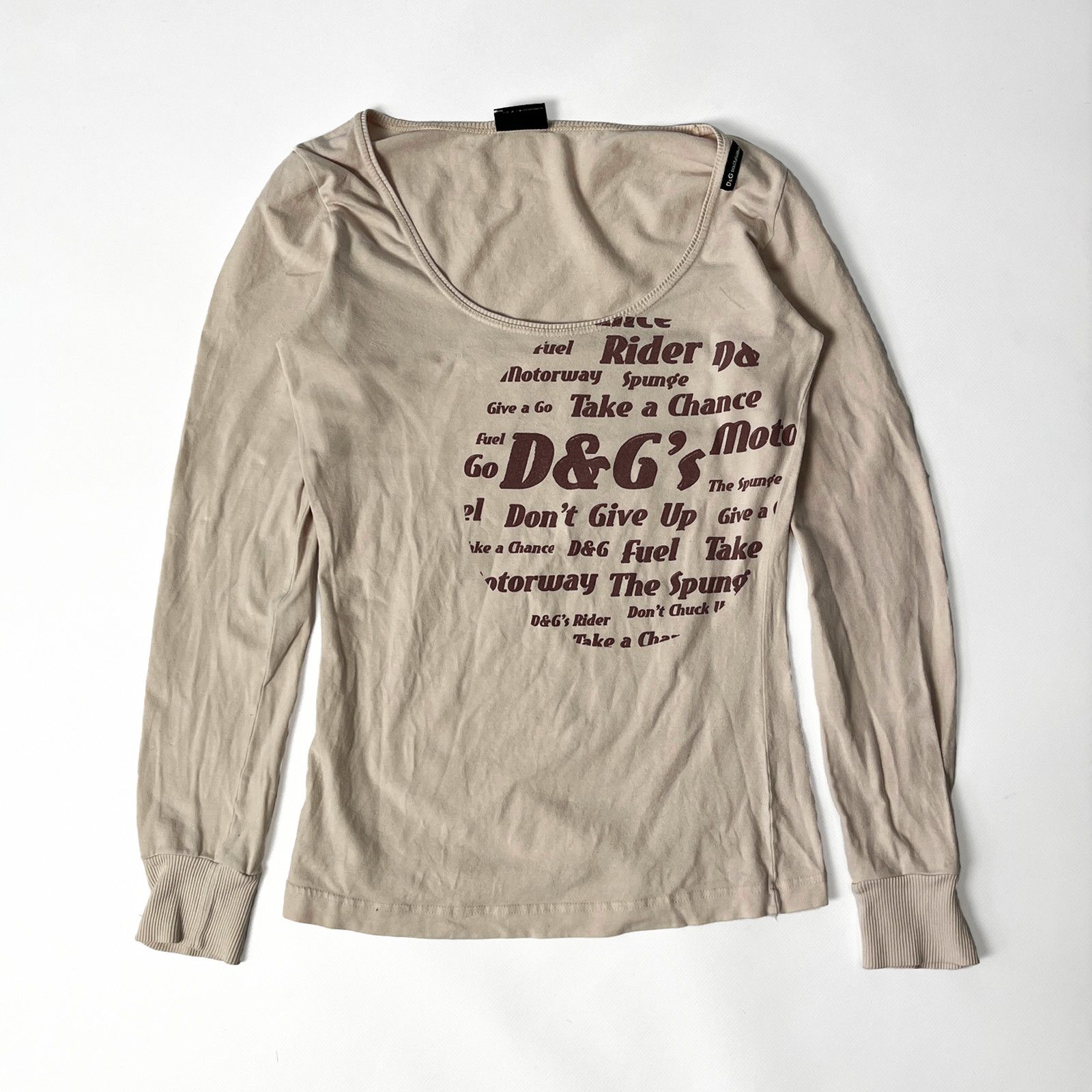 Dolce & Gabbana Dolce Gabbana DG Vintage Y2K Big Logo Beige Blouse T Shirt M Size M / US 6-8 / IT 42-44 - 10 Thumbnail