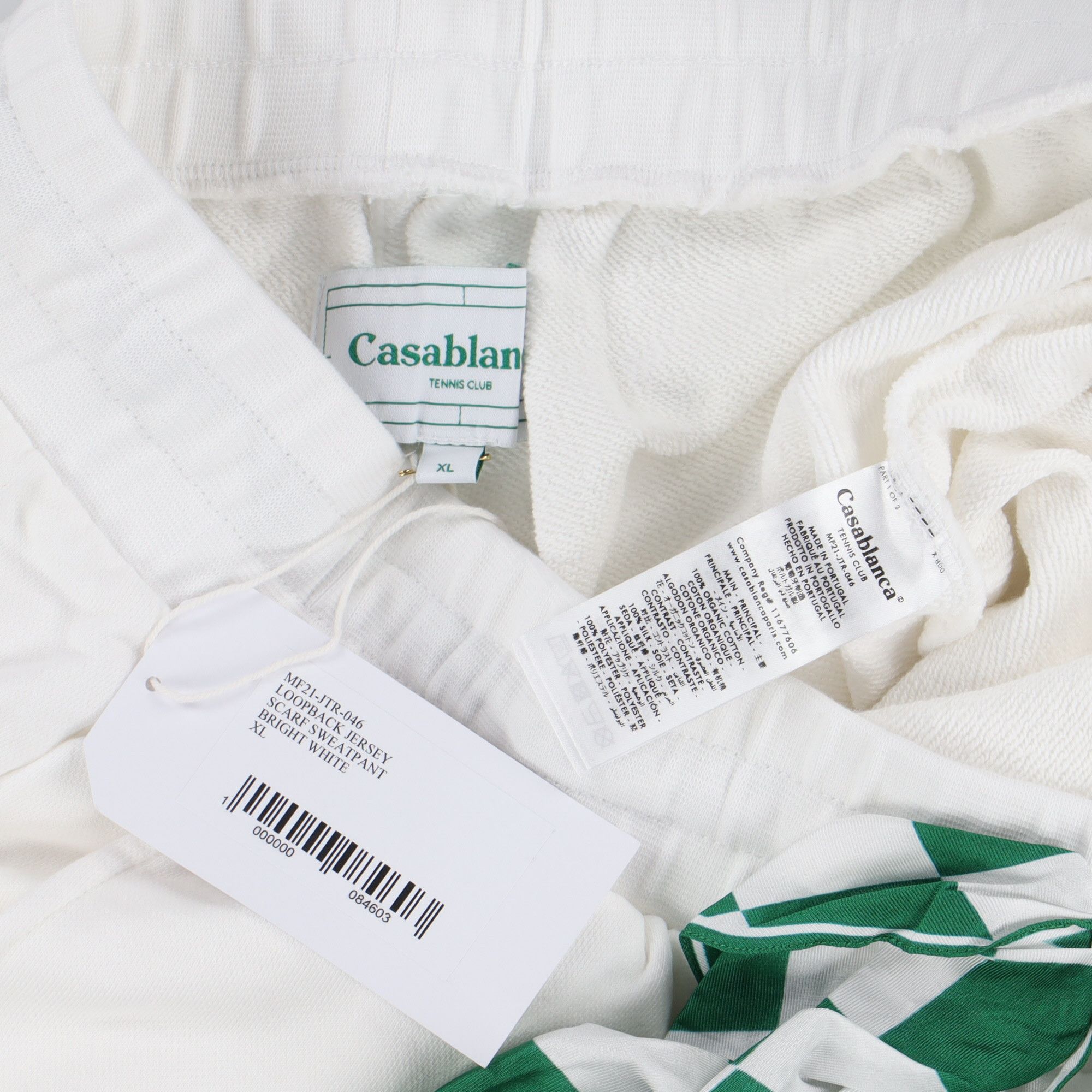 Casablanca White Embroidered Logo Silk Scarf Sweatpants Size 36" / US 14 / IT 50 - 5 Thumbnail