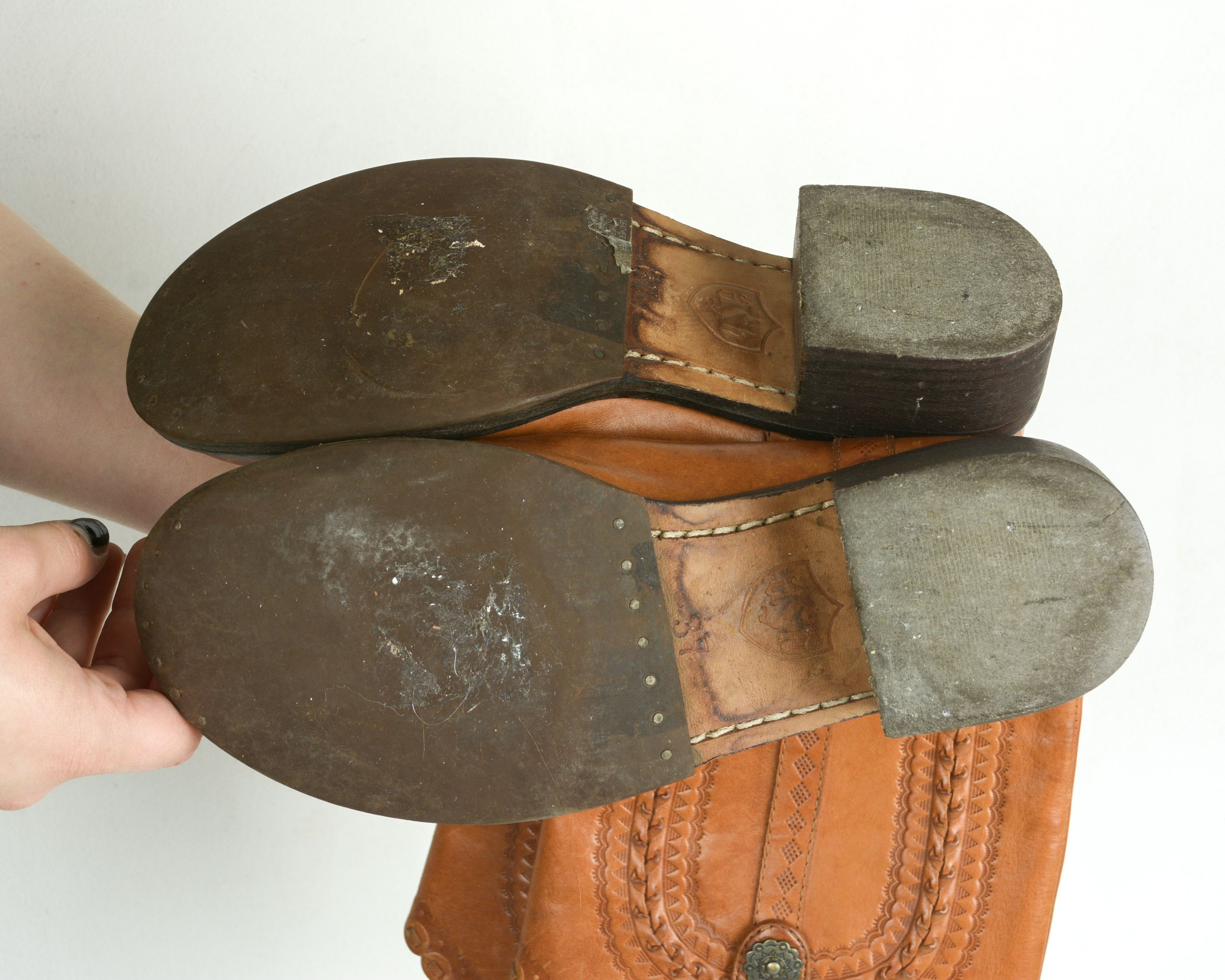 Handmade × Leather × Vintage ASK Boots Western Cowboy Pullons Eu 37 Shoes UK 4 vegetable Size US 6 / IT 36 - 8 Thumbnail