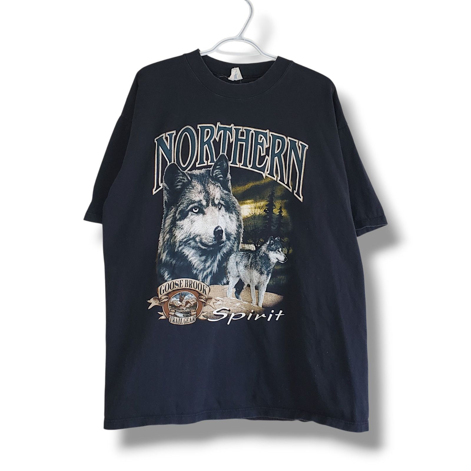 Vintage Vintage 90s Wolf Nature Graphic Shirt Black Size XL Size US XL / EU 56 / 4 - 1 Thumbnail