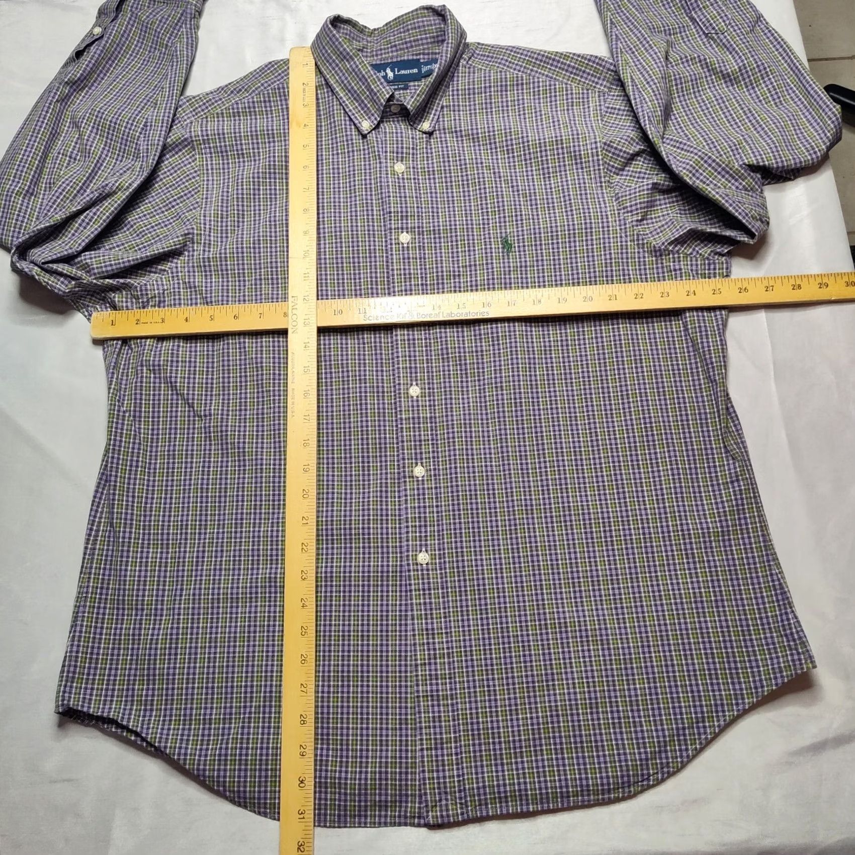 Polo Ralph Lauren VTG POLO RALPH LAUREN Classic Fit Men XL Button-Down Shirt Plaid Purple Green Cotton 100% Shirt, Long Sleeve, 17.5 Collar, 17 1/2 Size US XL / EU 56 / 4 - 7 Thumbnail