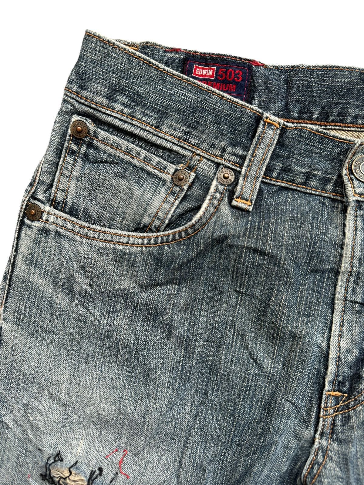 Edwin Vintage Edwin 503 Premium Distressed Jeans Size US 34 / EU 50 - 5 Thumbnail