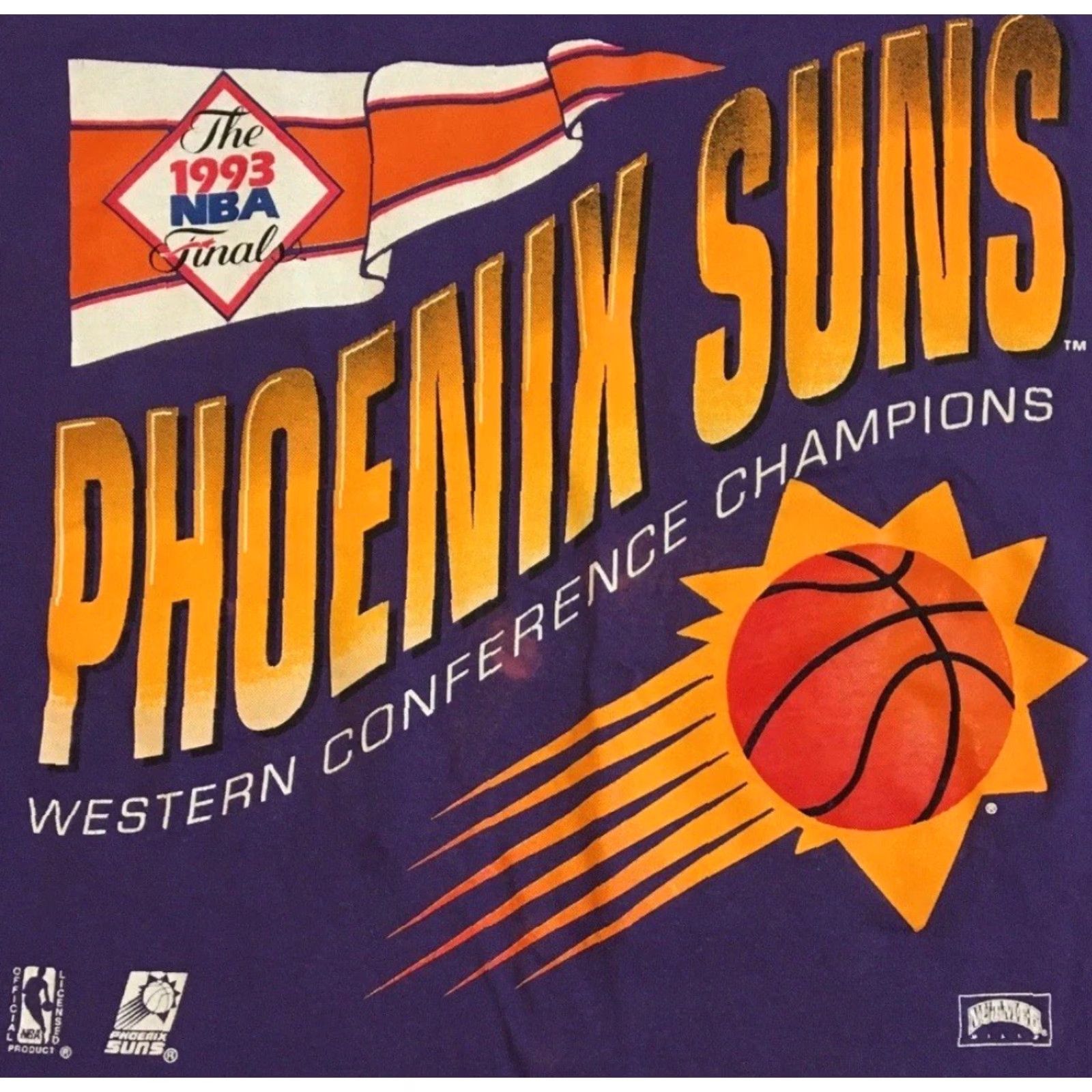 Vintage VINTAGE 90s Phoenix Suns Conference Champions Shirt XL Purple Grunge Charles Barkley NBA Sporting Graphic Tee Mens Size US XL / EU 56 / 4 - 2 Thumbnail