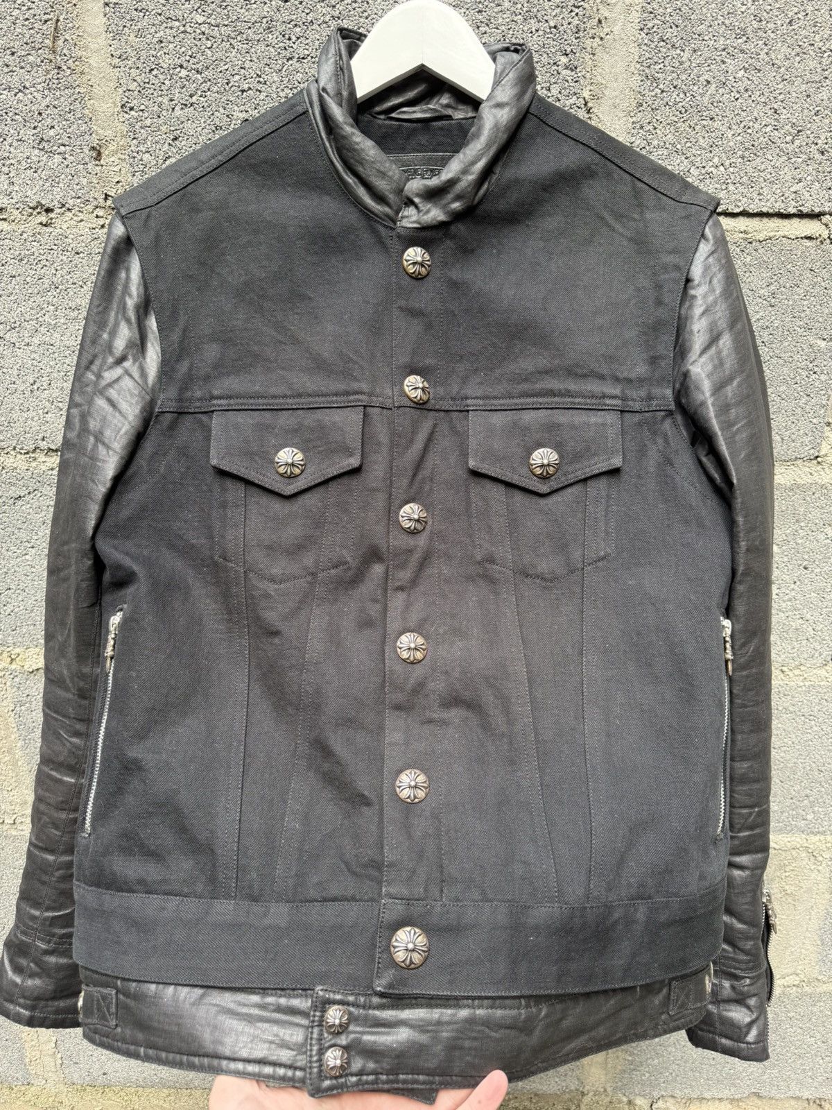 Chrome Hearts Chrome Hearts Denim Jacket Leather Sleeves Size US M / EU 48-50 / 2 - 4 Thumbnail