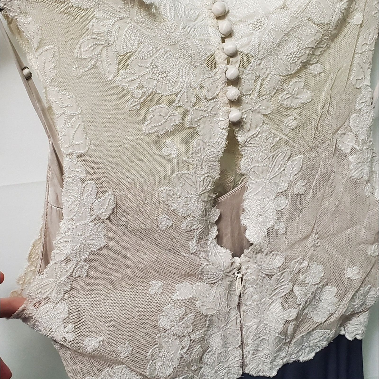 Other Catherine Deane Off-White Lace Top Navy Bottom Trixie Gown Size M / US 6-8 / IT 42-44 - 7 Thumbnail