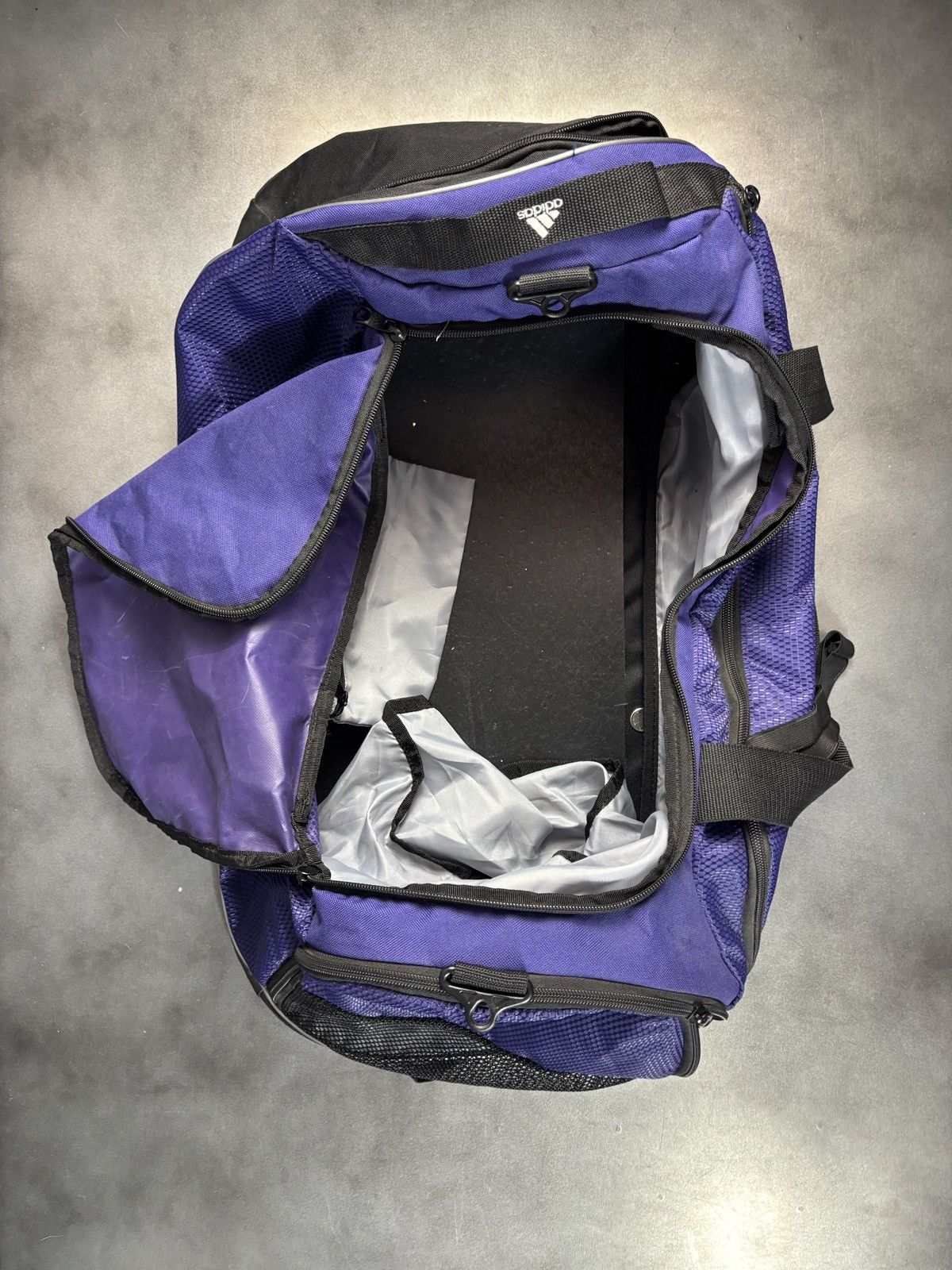 Adidas 2000s Adidas Duffle Bag Vintage Gym Bag Purple Sport Sack Size ONE SIZE - 9 Thumbnail
