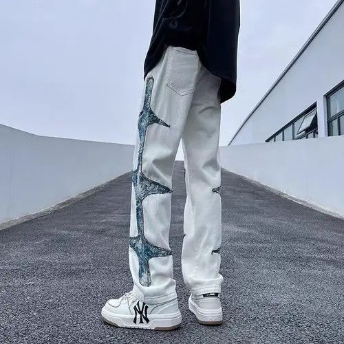 VIBE Street retro contrast color patchwork embroidered pants Size US 30 / EU 46 - 2 Thumbnail