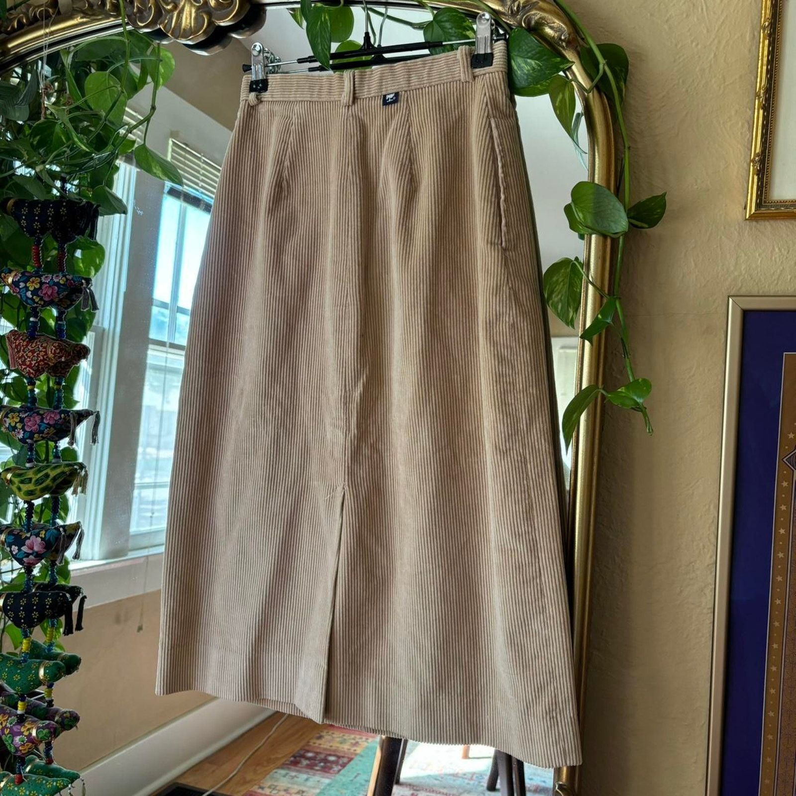 Vintage Vintage Palmetto’s Beige Corduroy Midi Skirt XXS Size 23" - 6 Thumbnail
