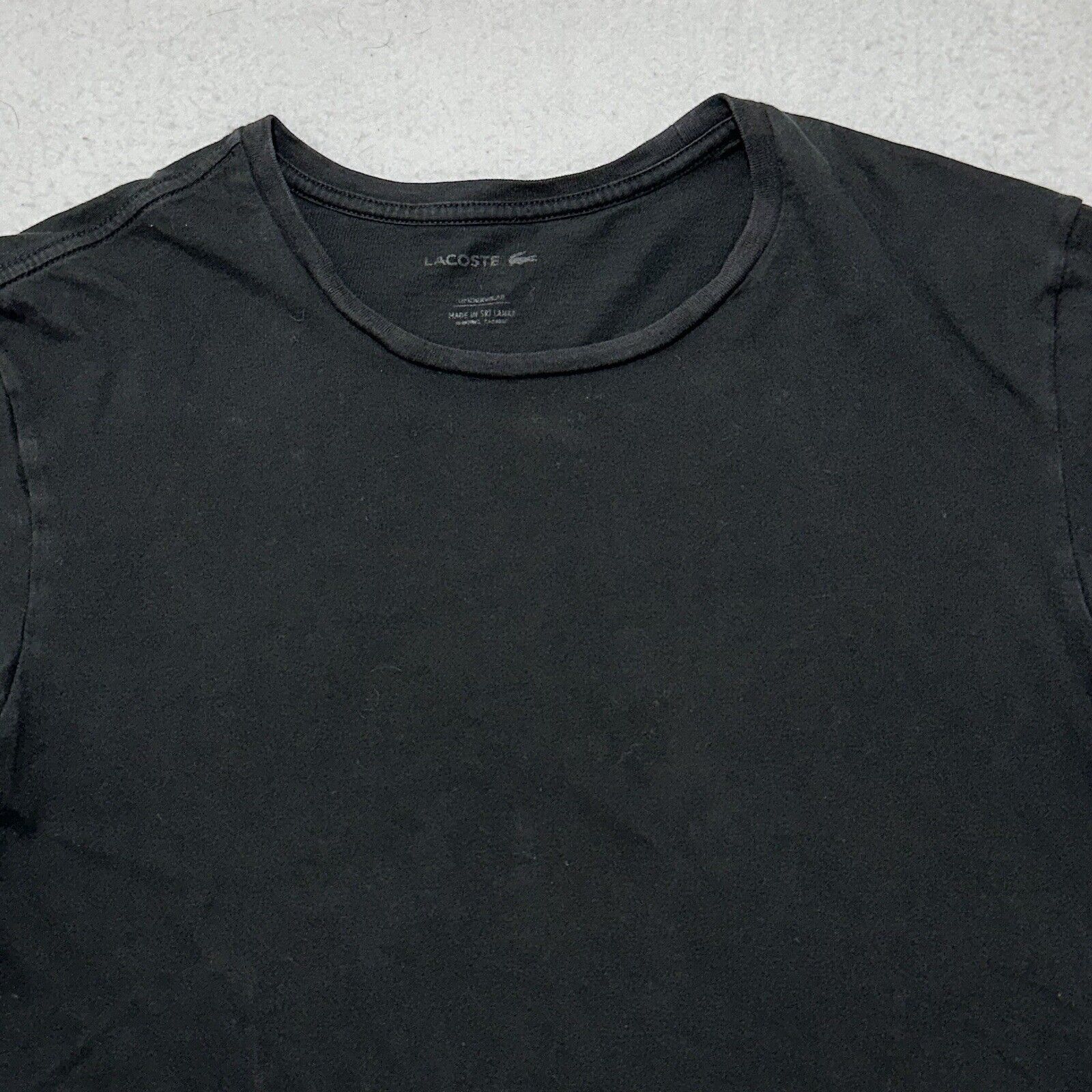 Lacoste Lacoste Large Crewneck Tee Black T Shirt Top Logo Patch Size L / US 10 / IT 46 - 2 Thumbnail