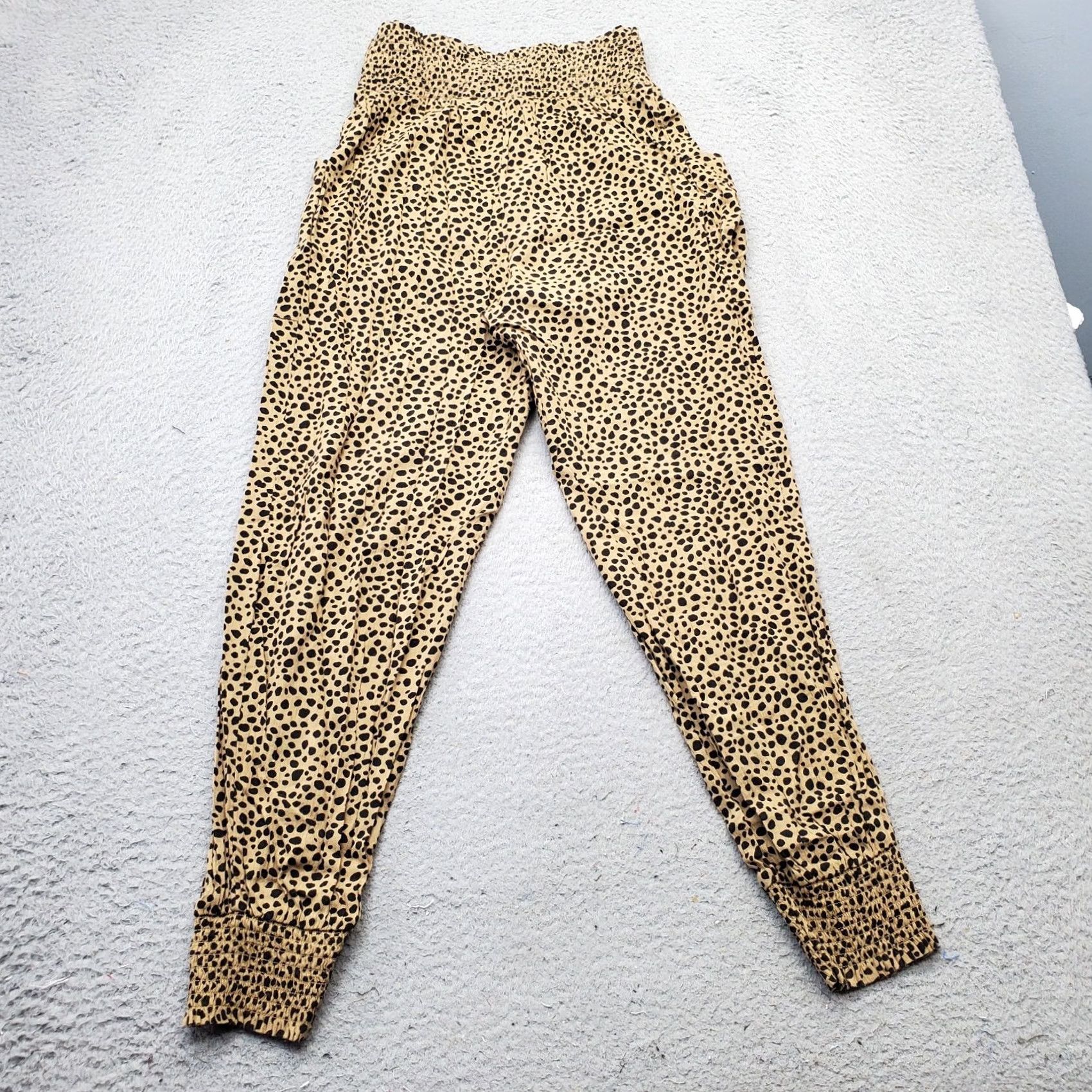 Vintage Aerie Lounge Pants Womens S Multi Animal Print Smocked Waist Tasseled Drawstring Size 28" / US 6 / IT 42 - 2 Thumbnail