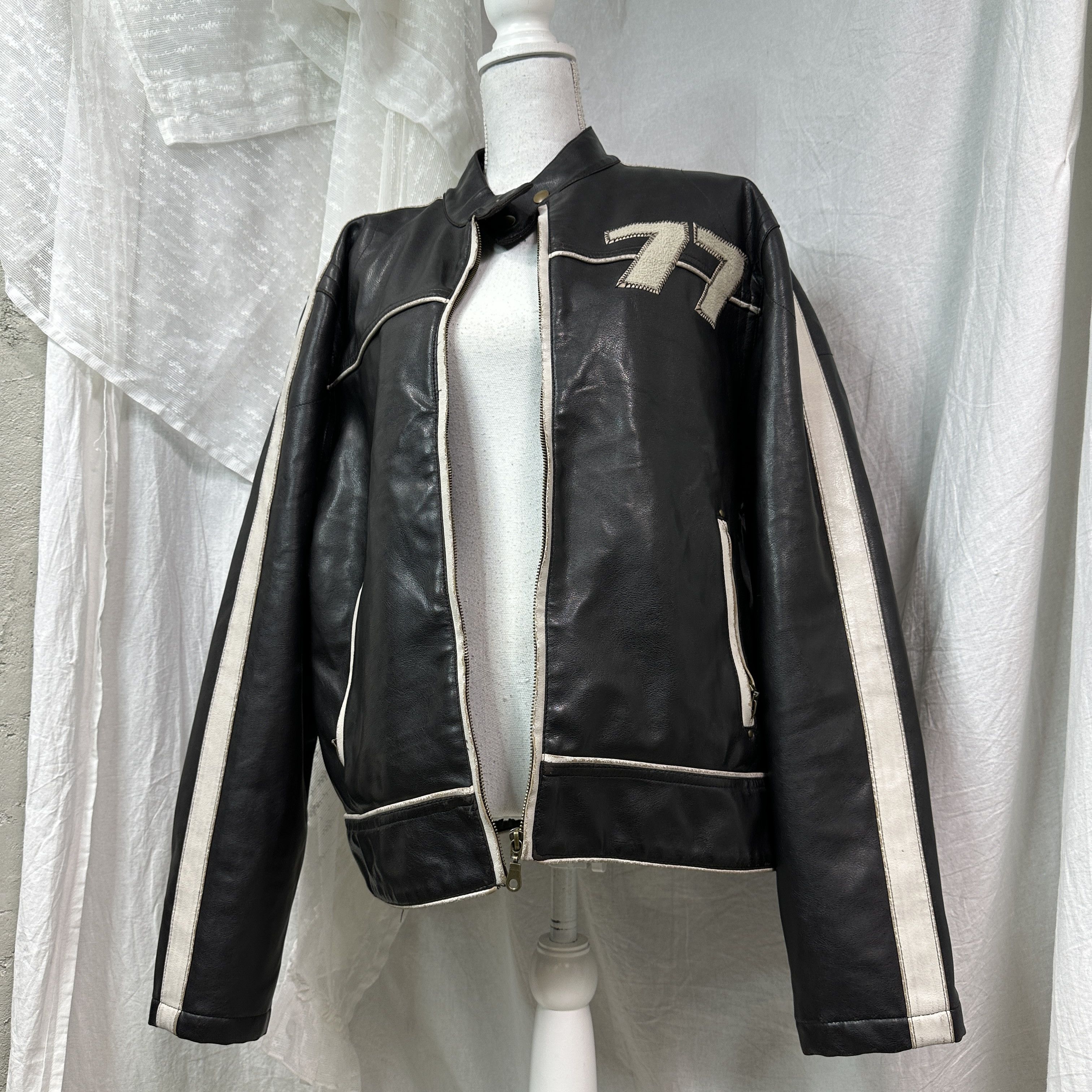Vintage Vintage Moto Biker Racing Oversize Faux Leather Jacket 00s Size US L / EU 52-54 / 3 - 2 Thumbnail