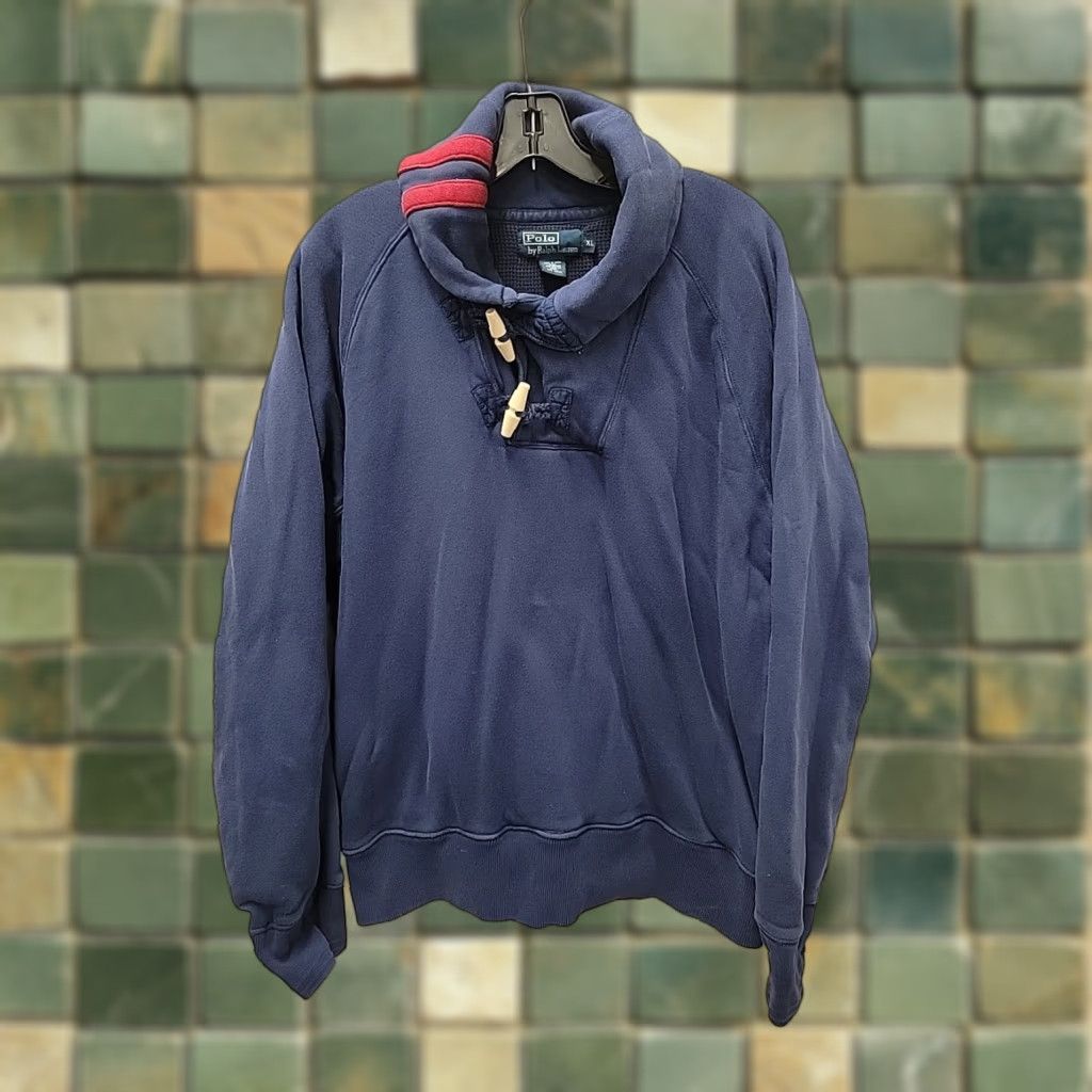 Polo Ralph Lauren POLO Ralph Lauren Shawl Collar Toggle Sweater Mens XL Waffle Lined Blue Pullover Dress Shirt? Size US XL / EU 56 / 4 - 1 Thumbnail