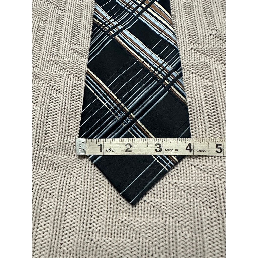 Vintage Vintage Gino Pompeii black and blue plaid Italian tie Size ONE SIZE - 5 Thumbnail