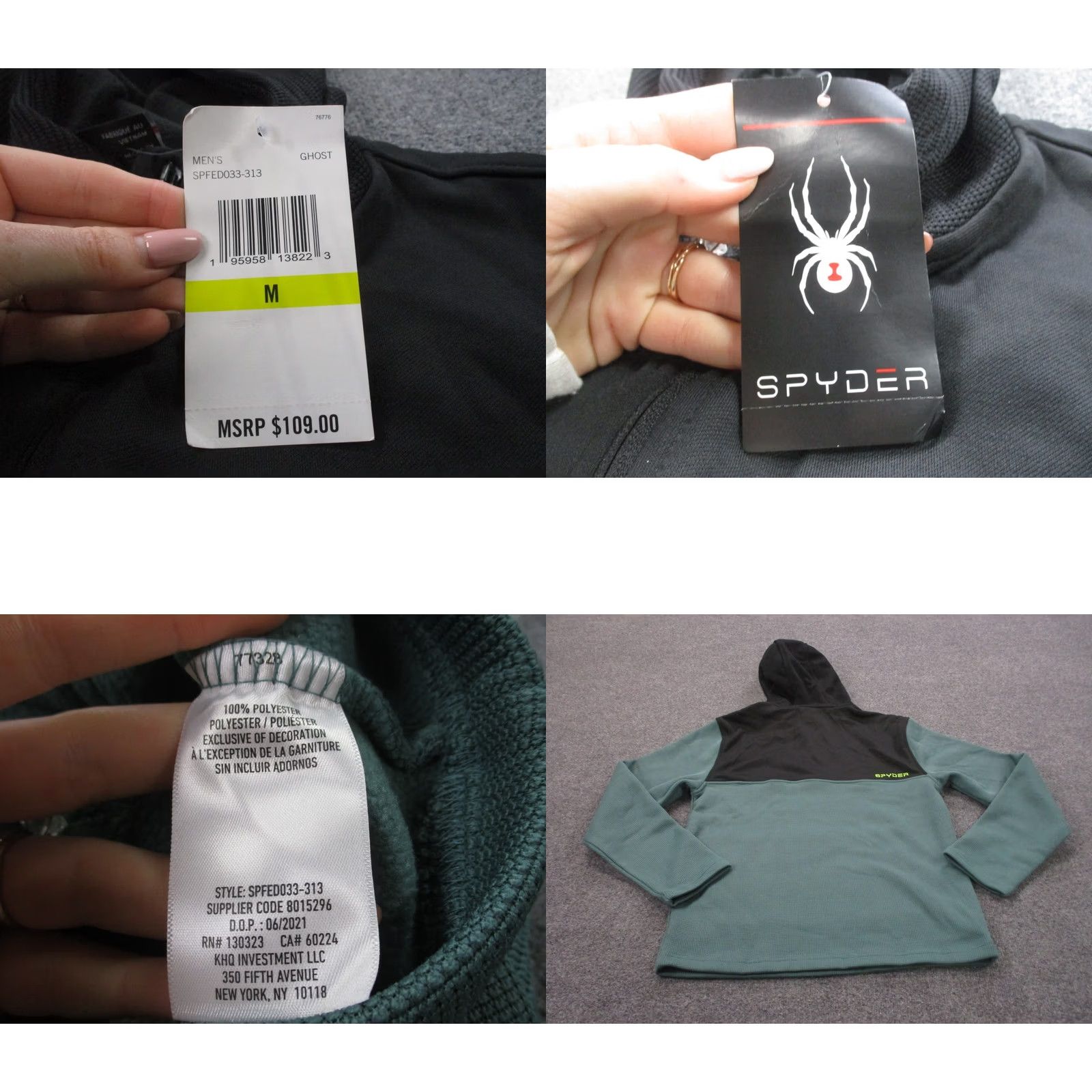 Spyder Spyder Shirt Mens M Hoodie Sweatshirt Green Black Pullover Performance Logo NEW Size US M / EU 48-50 / 2 - 8 Thumbnail