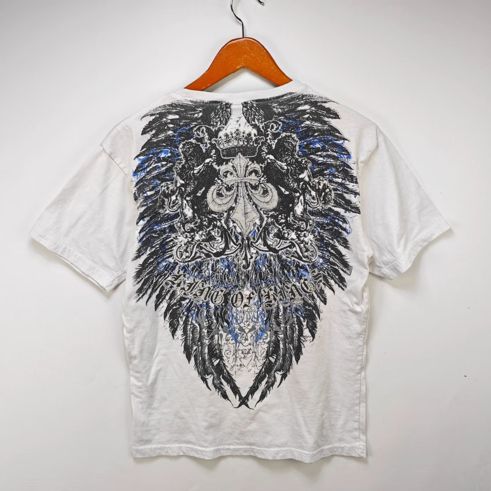 Affliction VINTAGE Affliction T-Shirt Graphic Print Crew Neck Short Sleeve White 1990s 90s Skull Cars L Mens Size US L / EU 52-54 / 3 - 5 Thumbnail