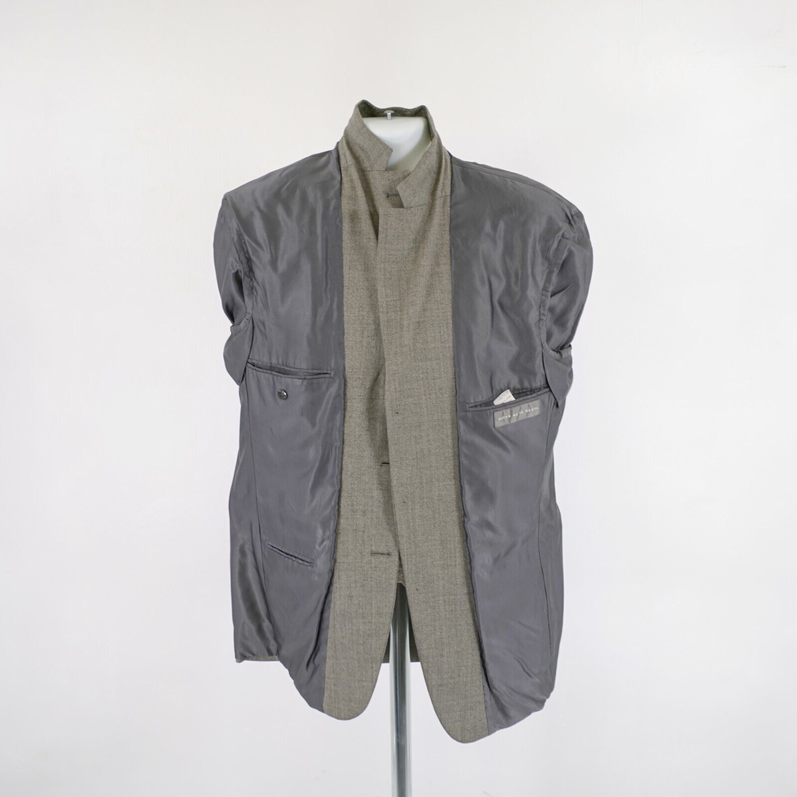 Oscar De La Renta Oscar De La Renta Tweed Wool Herringbone 40R Gray W/ Hint Of Size 40R - 10 Thumbnail