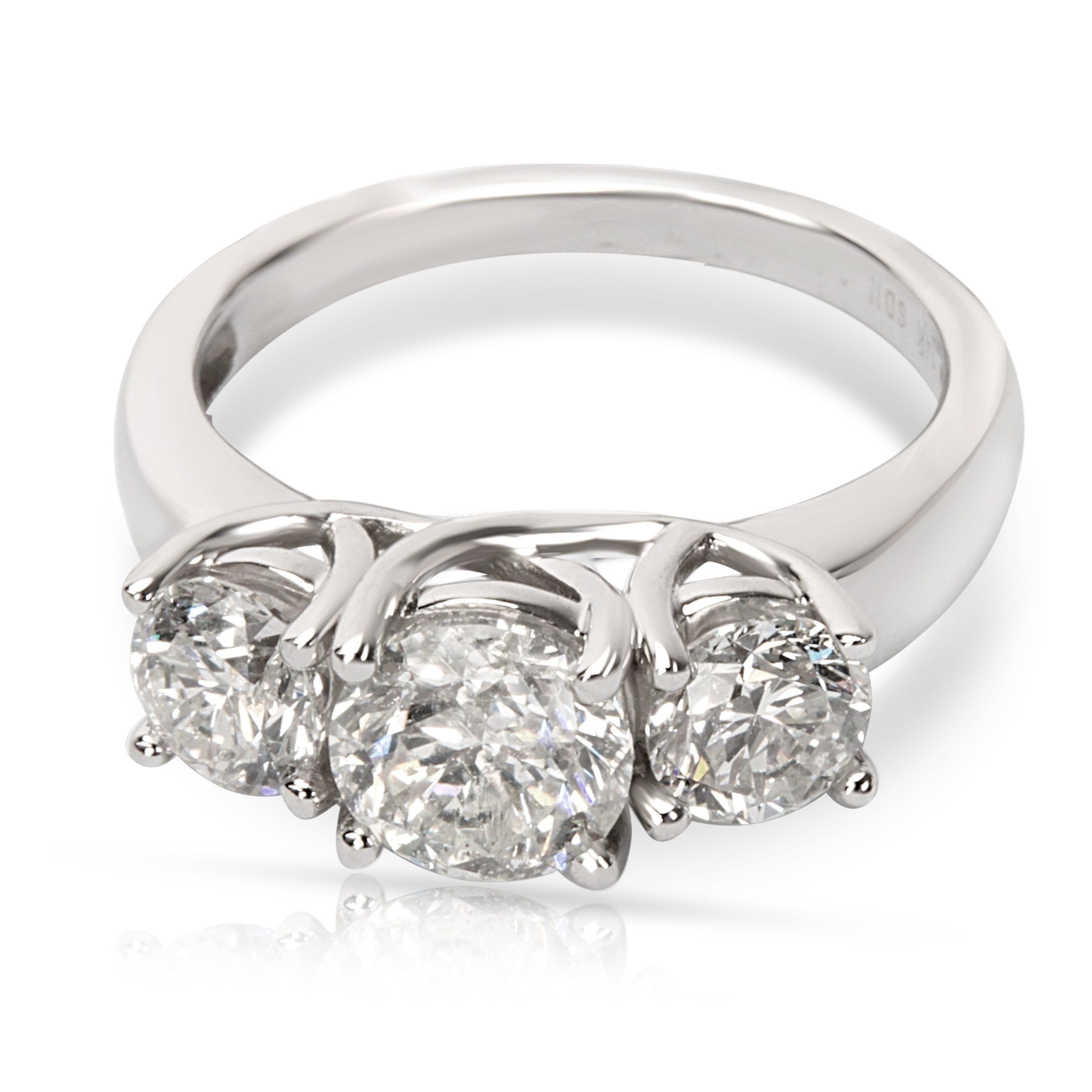 image of Louis Vuitton Three Stone Diamond Engagement Ring In 14K White Gold 2.50 Ctw, Women's