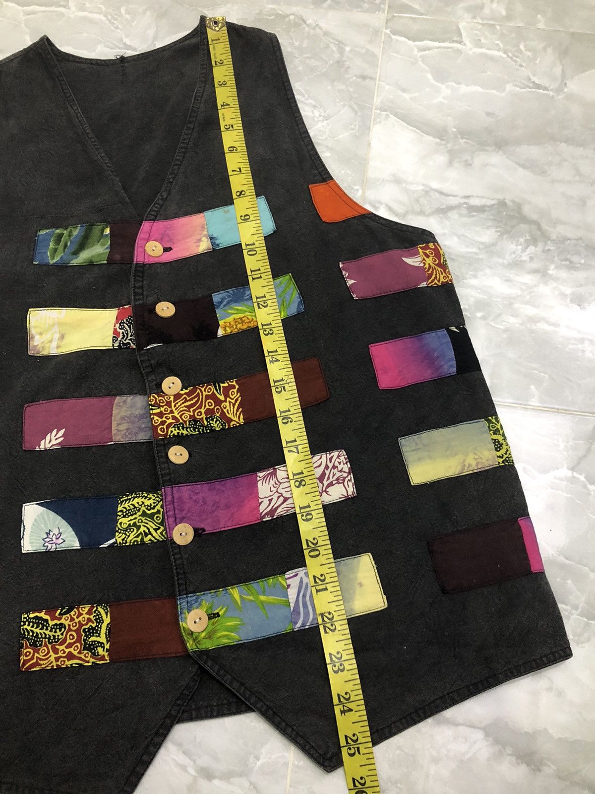Japanese Brand El Rodeo Japan Patchwork Artisan Vest Black Faded Boho Craft Size US S / EU 44-46 / 1 - 20 Thumbnail