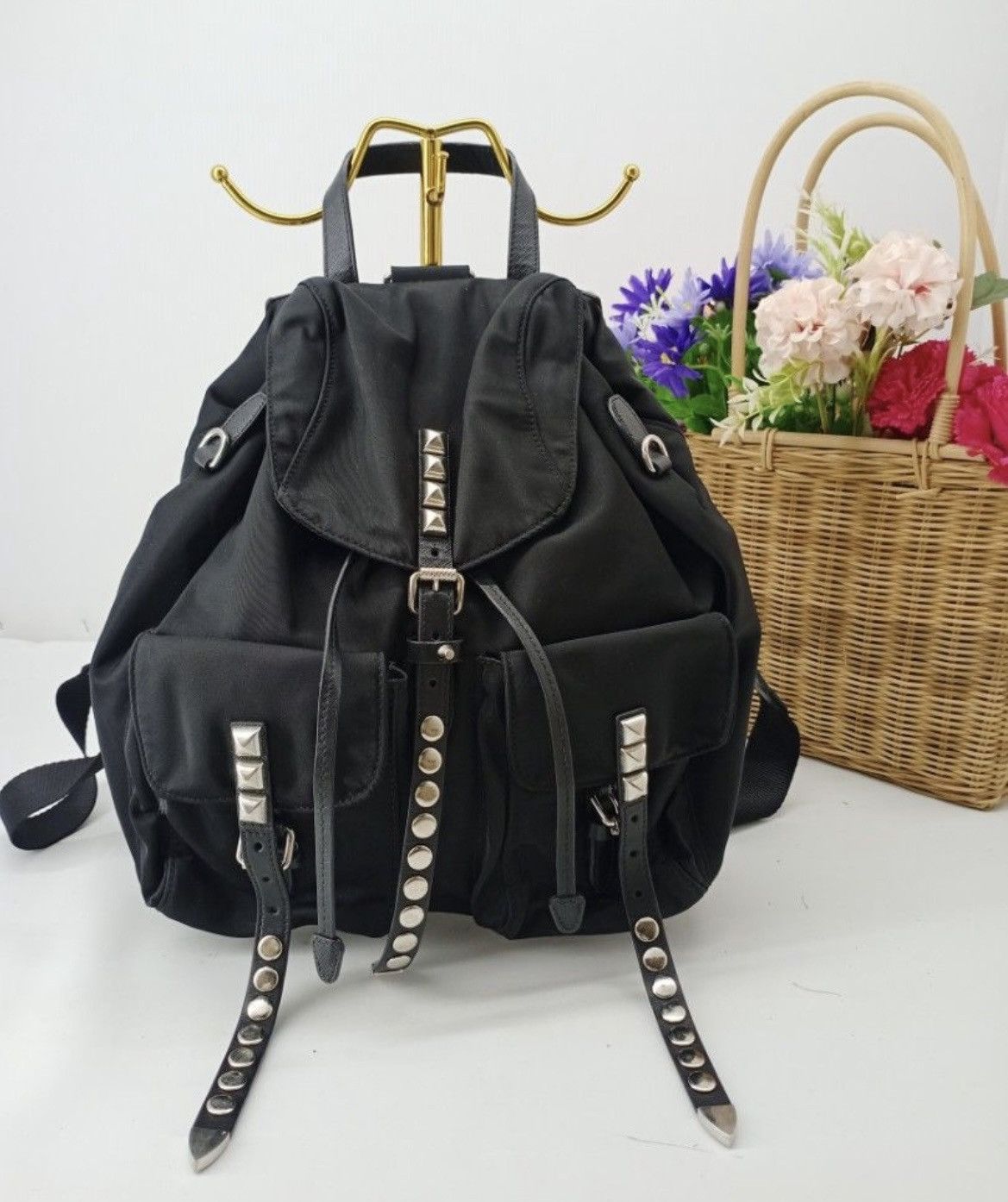 Prada Prada Studded Nylon Backpack Size ONE SIZE - 2 Thumbnail