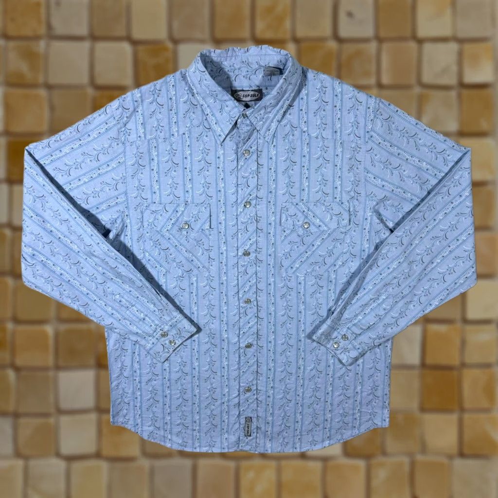 Vintage VINTAGE Capsule Western Floral Blue Cotton Long Sleeve Shirt Large Mens Size US L / EU 52-54 / 3 - 1 Thumbnail