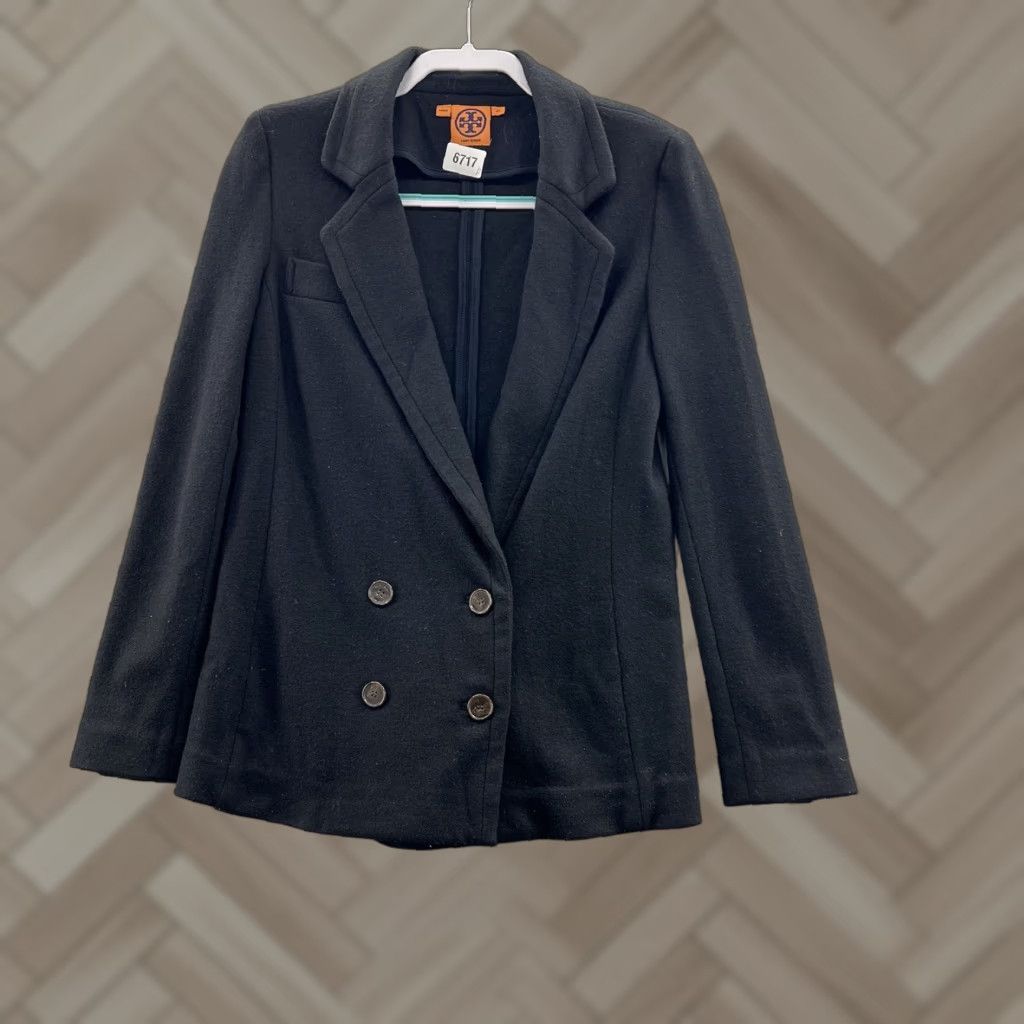 VINTAGE Tory Burch Womens Blazer Pea Coat XS Black 100% Wool Wool Blend Lining Wool Regular Quilted? (Note: remove uncertain terms)