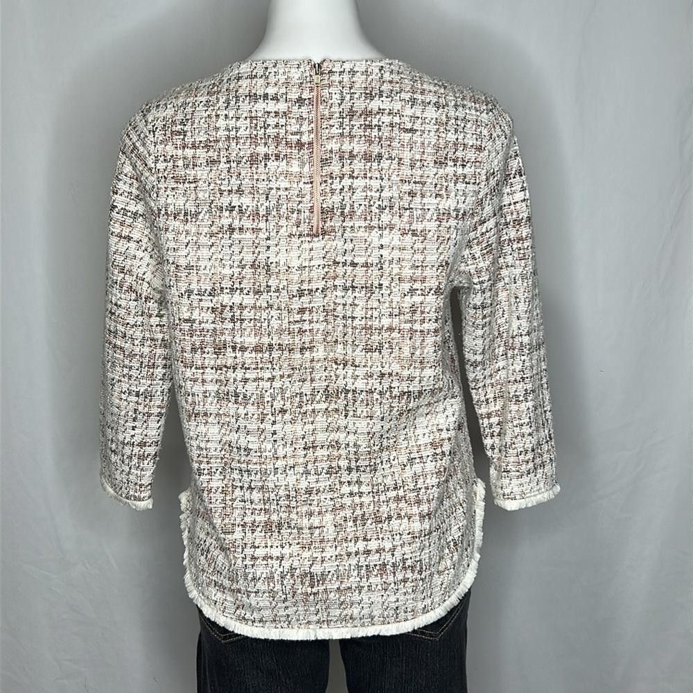 Designer W5 Antrhro 3/4 Sleeve Houndstooth Tweed Top w/Back Zipper, M Size M / US 6-8 / IT 42-44 - 7 Thumbnail