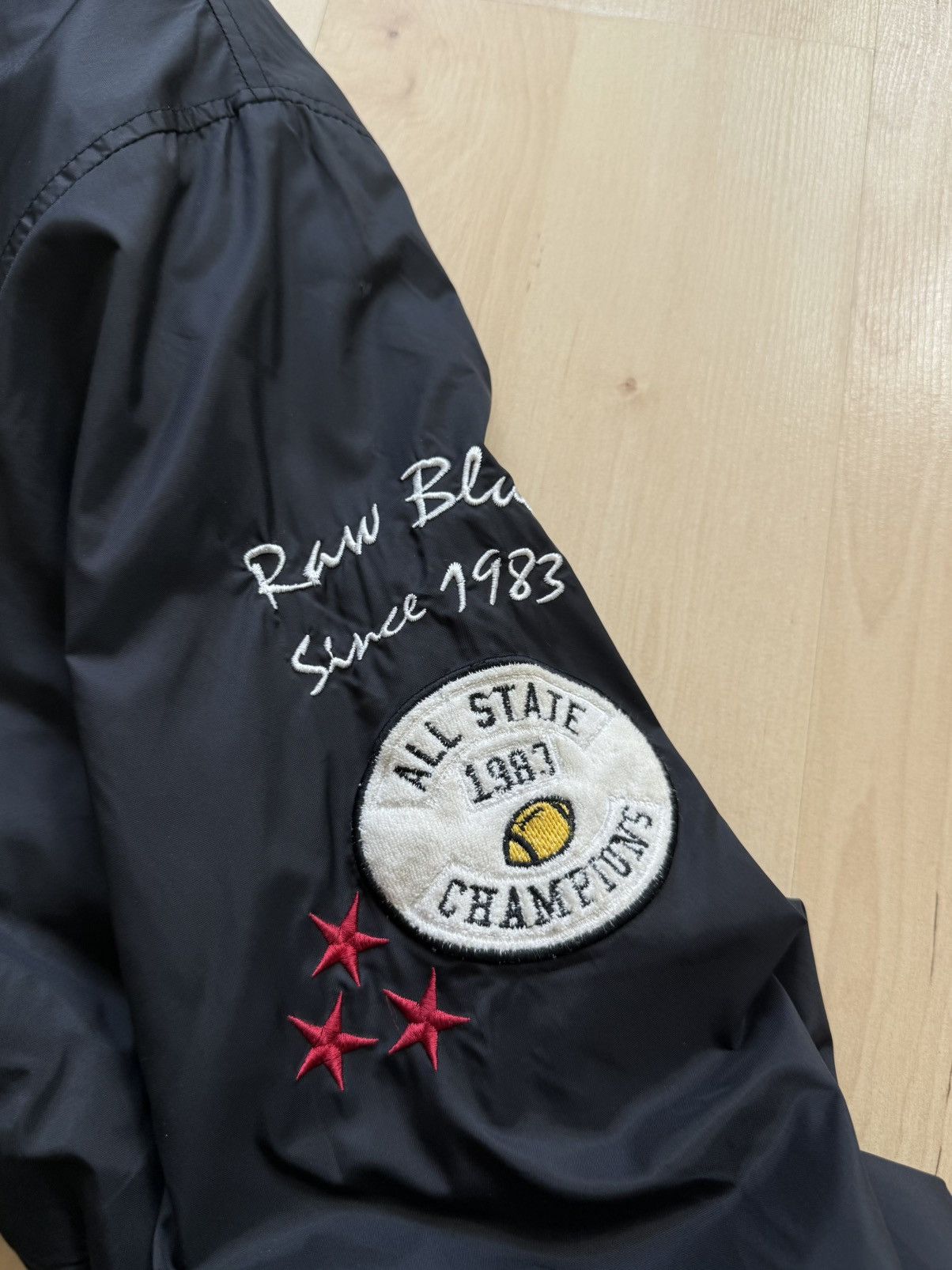 Japanese Brand Raw Blue college Baseball nfl bomber jacket Size US XXL / EU 58 / 5 - 5 Thumbnail