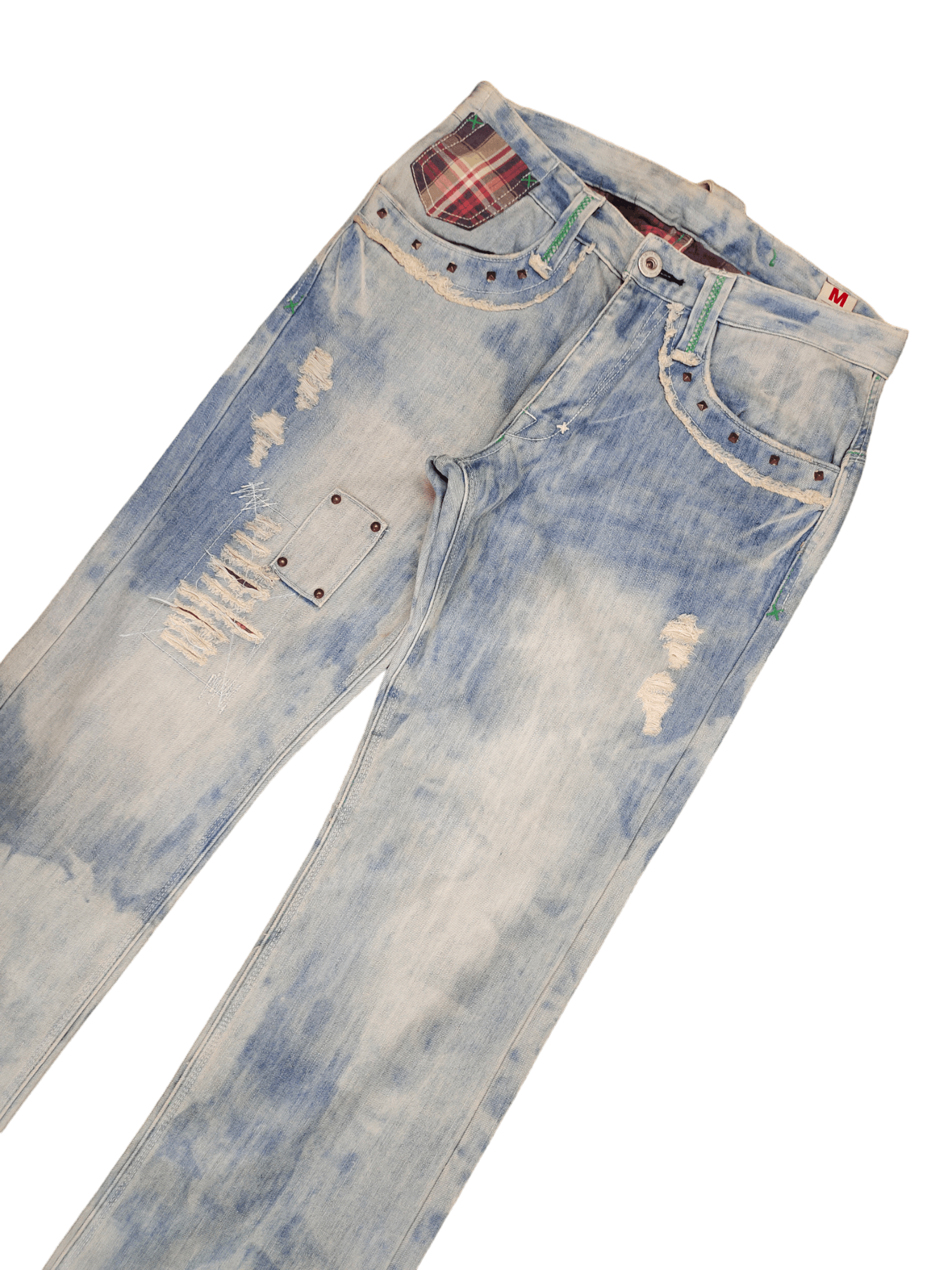 Kapital Loose Jeans Kissmark Distress Faded Patchwork Jeans Y2k Size US 32 / EU 48 - 2 Thumbnail
