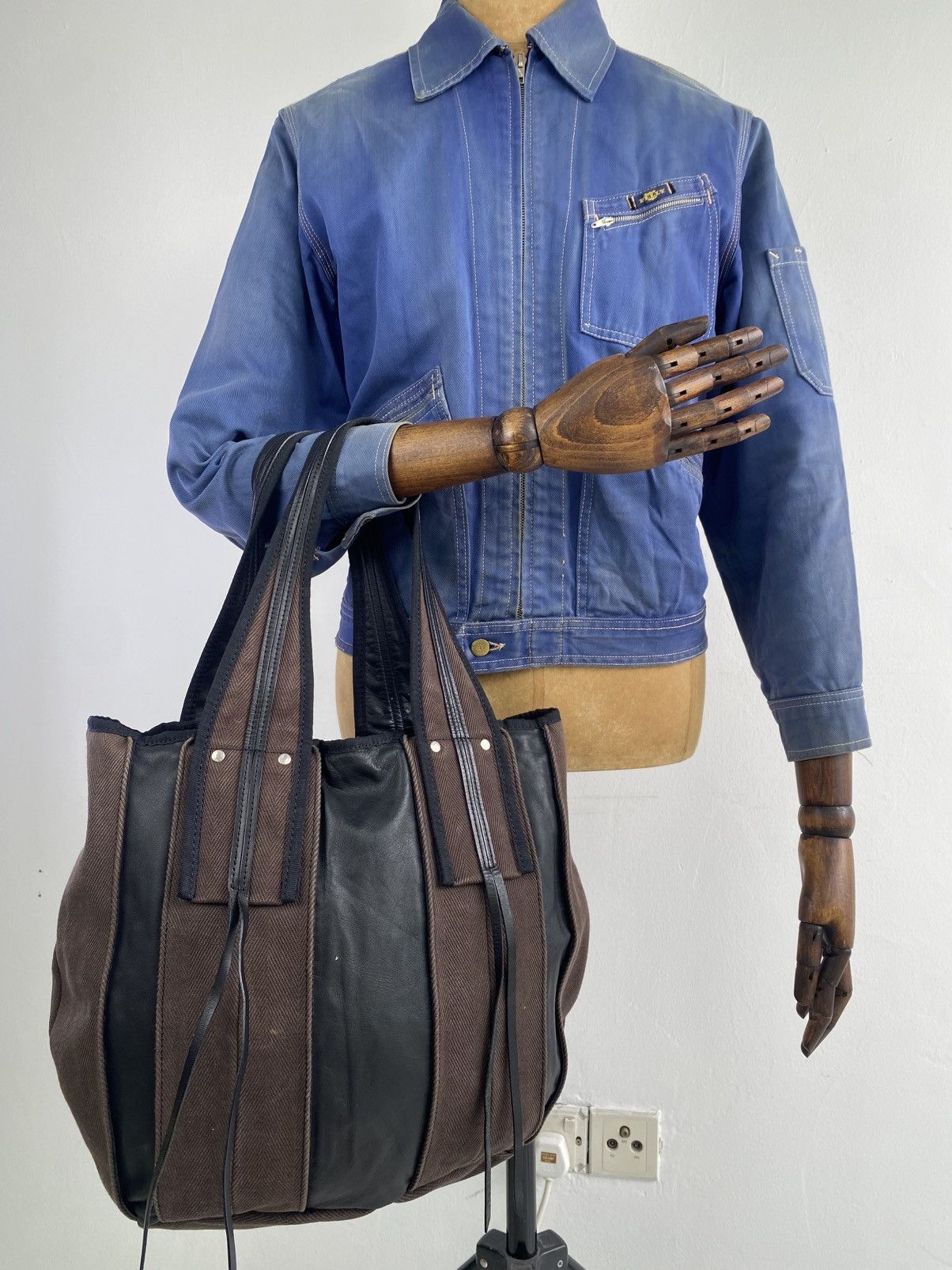 Yohji Yamamoto 2000’s Y’saccs By Yohji Yamamoto Leather Hybrid Tote Bag Size ONE SIZE - 2 Thumbnail