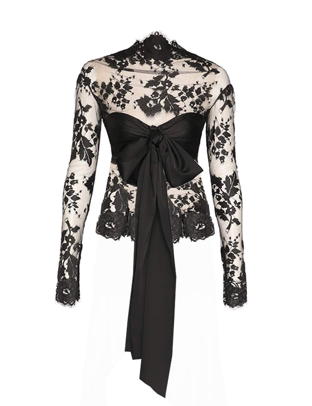 oc11z0725 Illustration Lace Top in Black