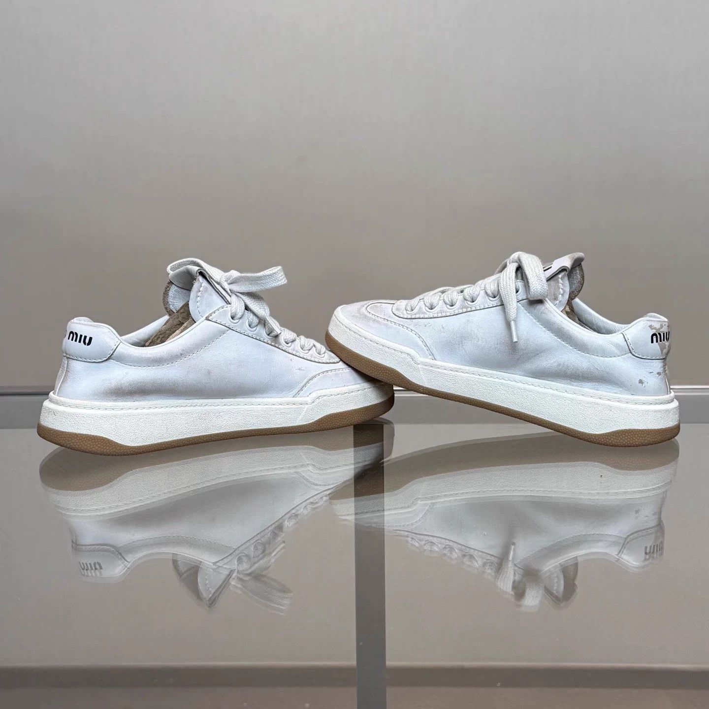 Miu Miu Miu Miu white distressed German trainer size 36 Size US 5 / IT 35 - 6 Thumbnail