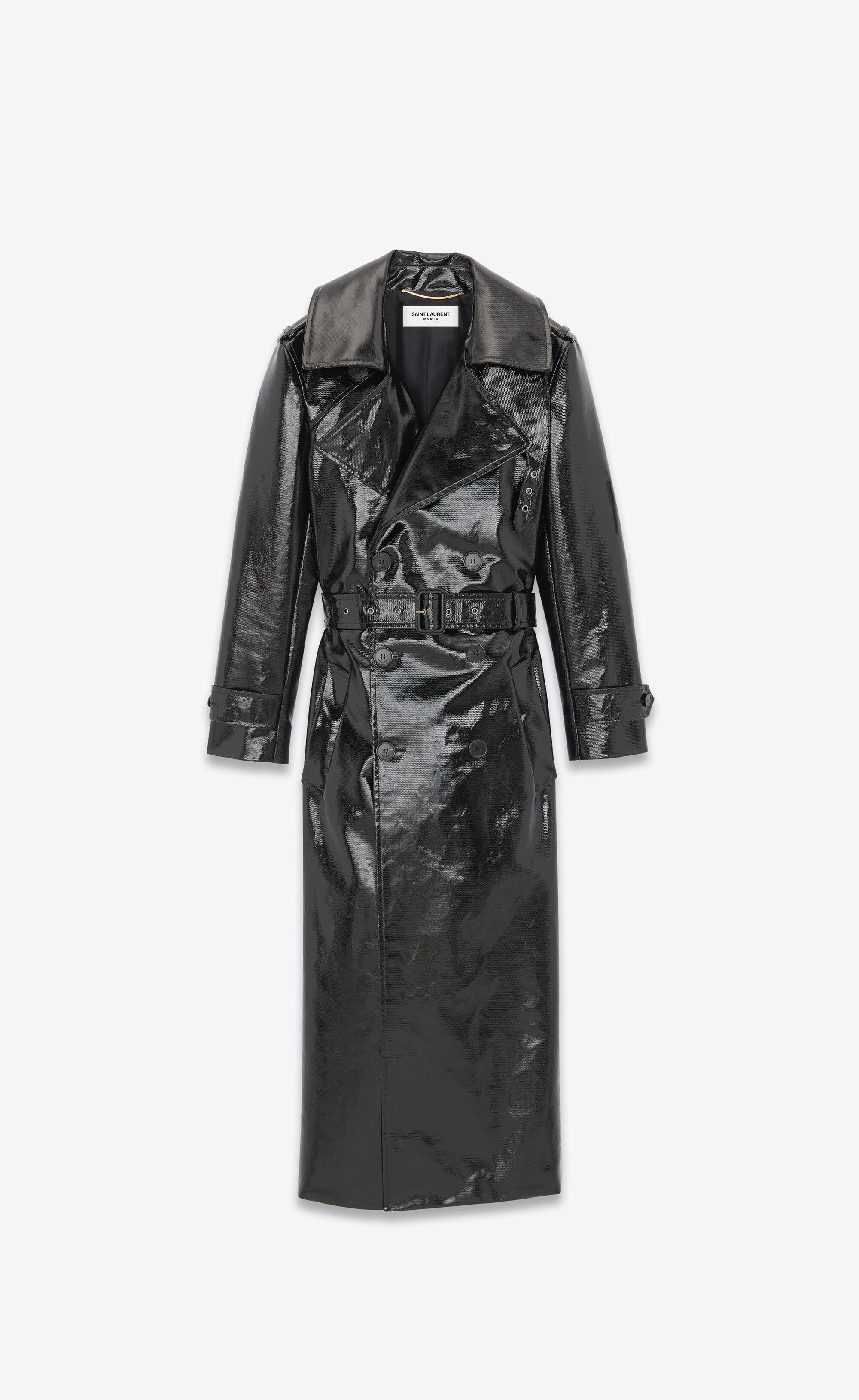 Saint Laurent Paris o1s1wg110125 753925 Trench Coat in Vinyl in Black Size M / US 6-8 / IT 42-44 - 1 Thumbnail