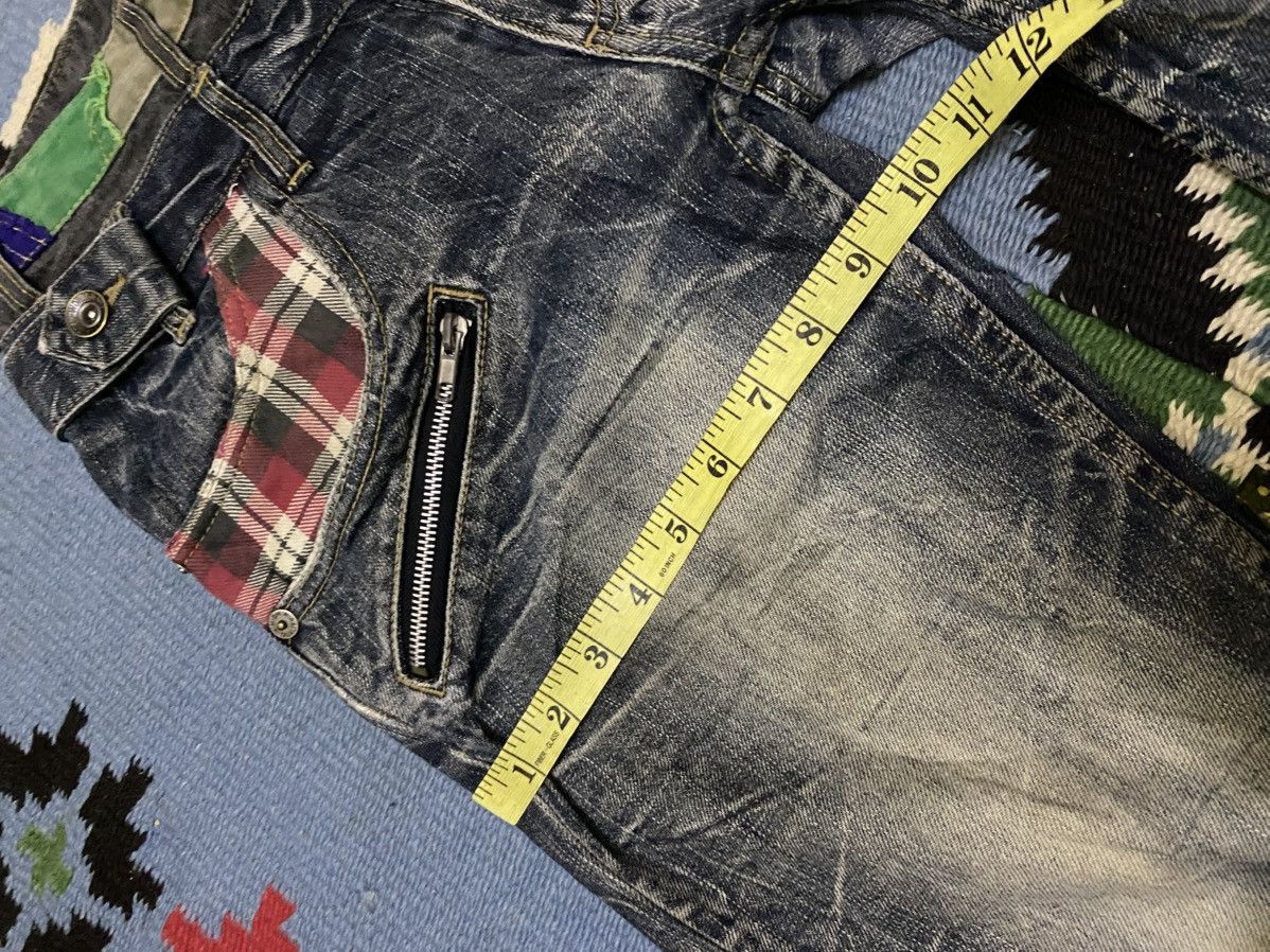 Japanese Brand DISTRESSED DENIM PATINA DOUBLE WAIST LIGHTNING SPARK JEAN Size US 30 / EU 46 - 18 Thumbnail