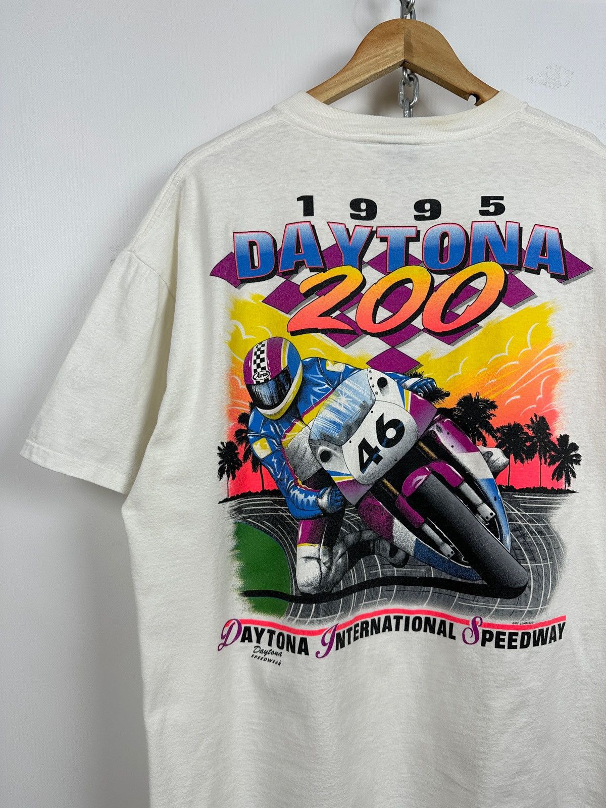 Vintage 1995 Vintage Daytona 200 Moto Single Stitch T-Shirt Size US XL / EU 56 / 4 - 5 Thumbnail